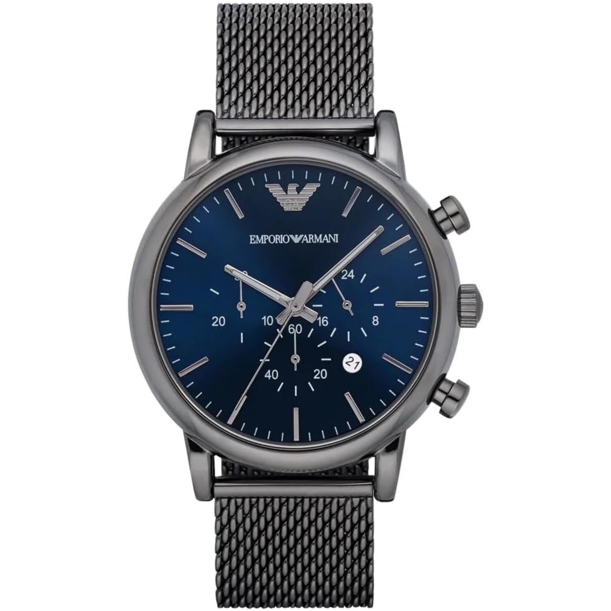 Emporio Armani Gianni T-Bar 46mm Chronograph Blue Dial Steel Mens Quartz Watch AR1979