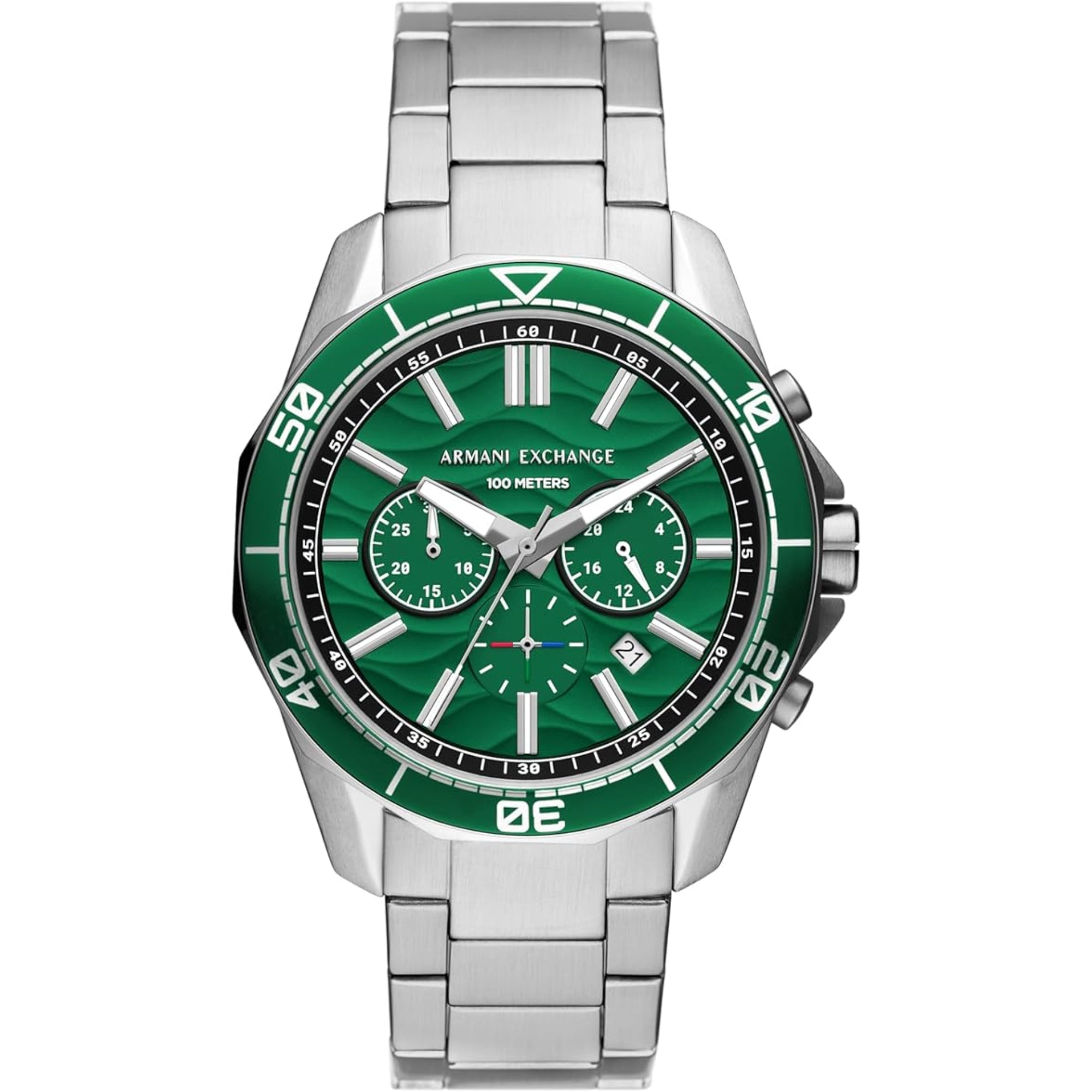 Armani Exchange Spencer 44mm Chronograph Grünes Zifferblatt Stahl Herren Quarz Uhr AX1957
