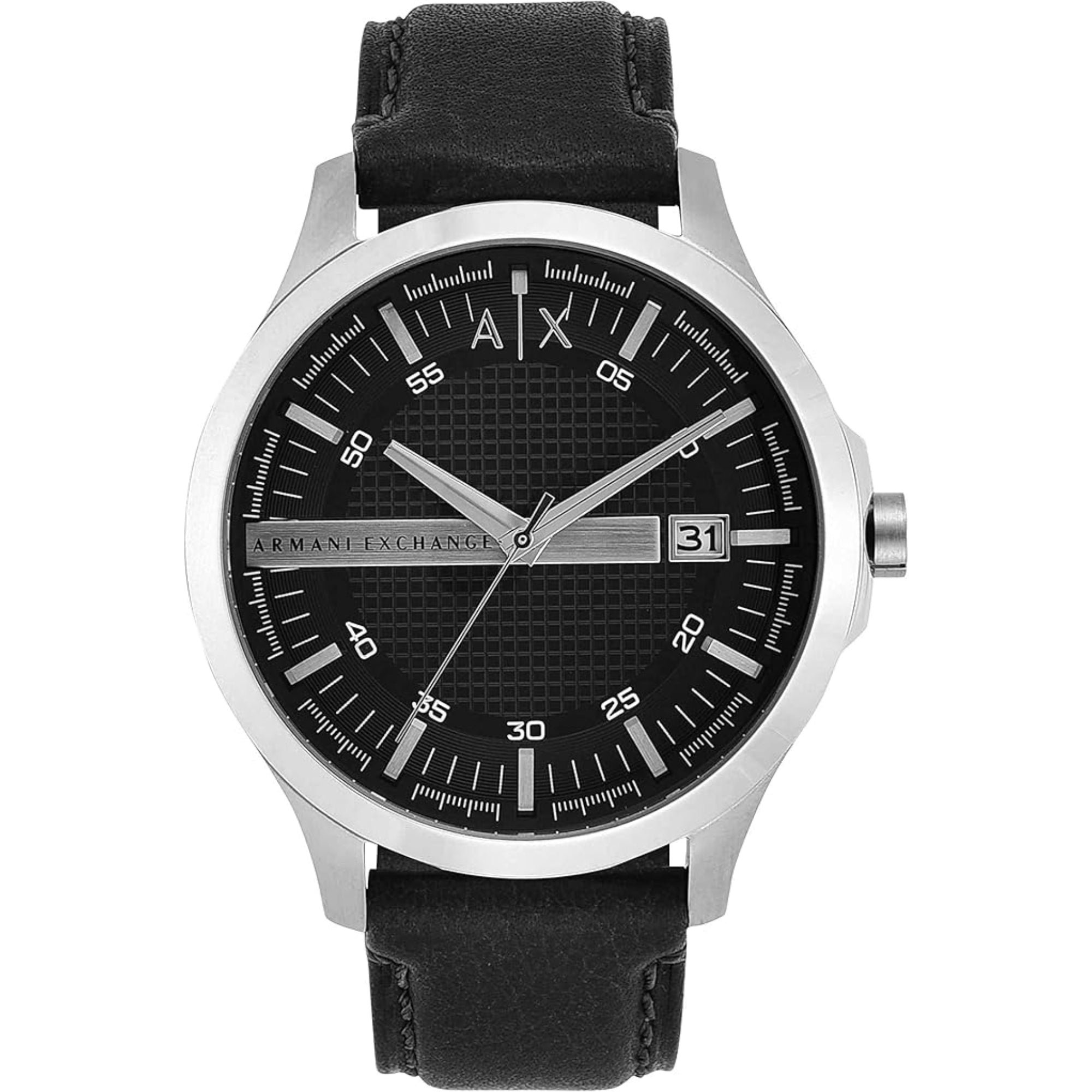 Armani Exchange Quartz Black Dial Leather Strap Men’s Watch AX2101