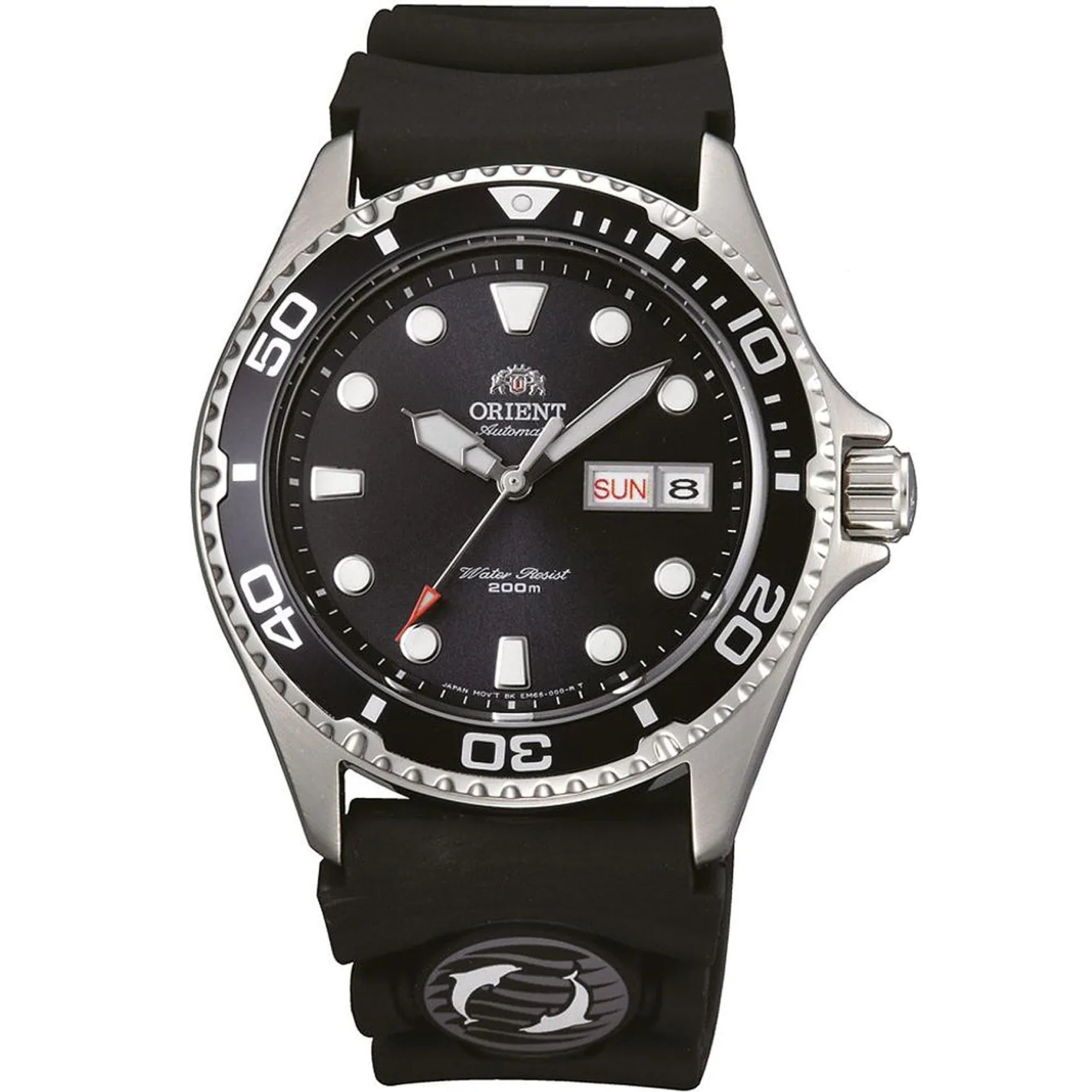 Orient Ray II 42mm Schwarz Zifferblatt Gummi Herren Automatik Uhr FAA02007B9