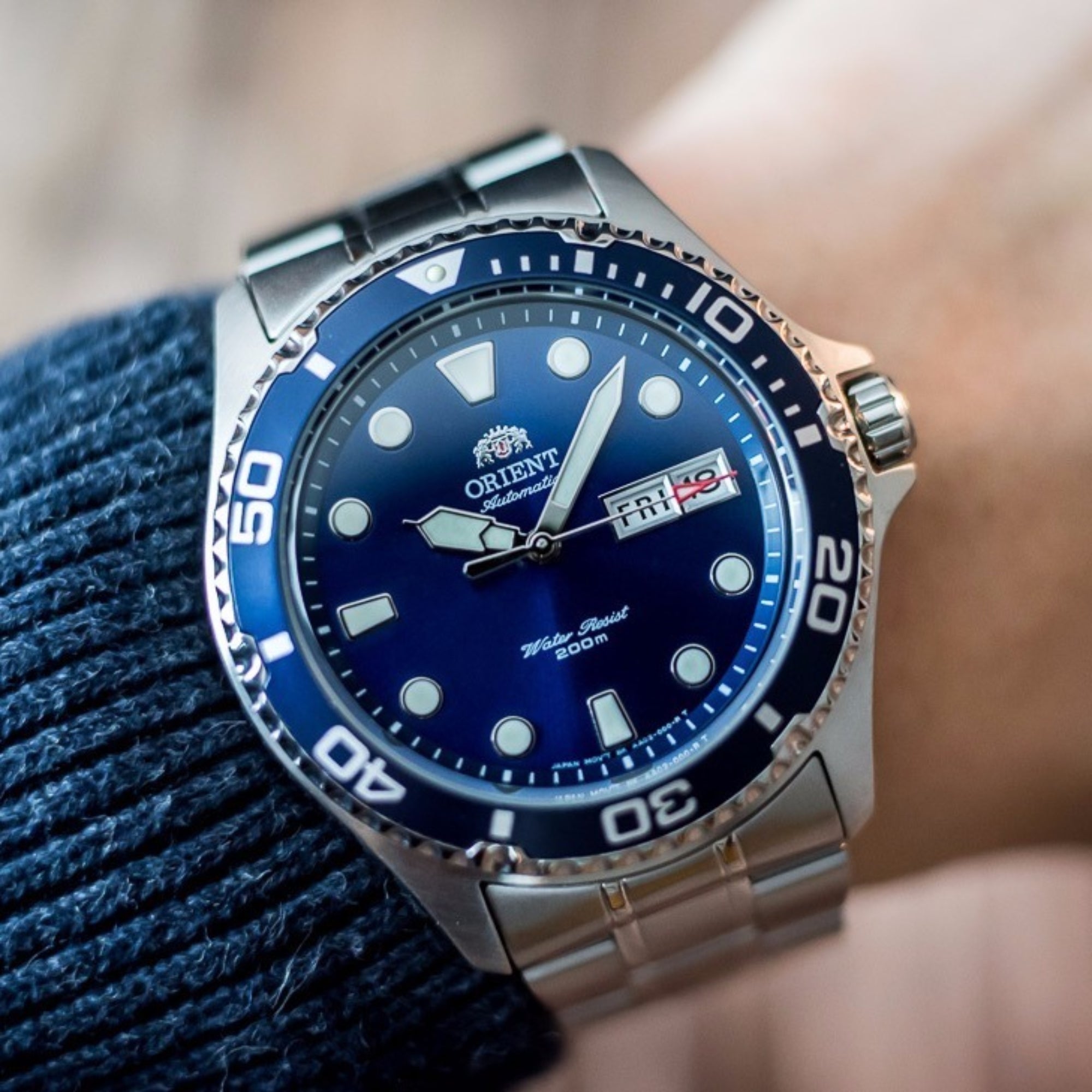 Orient Mako 41.5mm Blue Dial Steel Mens Automatic Watch TAA02005D9