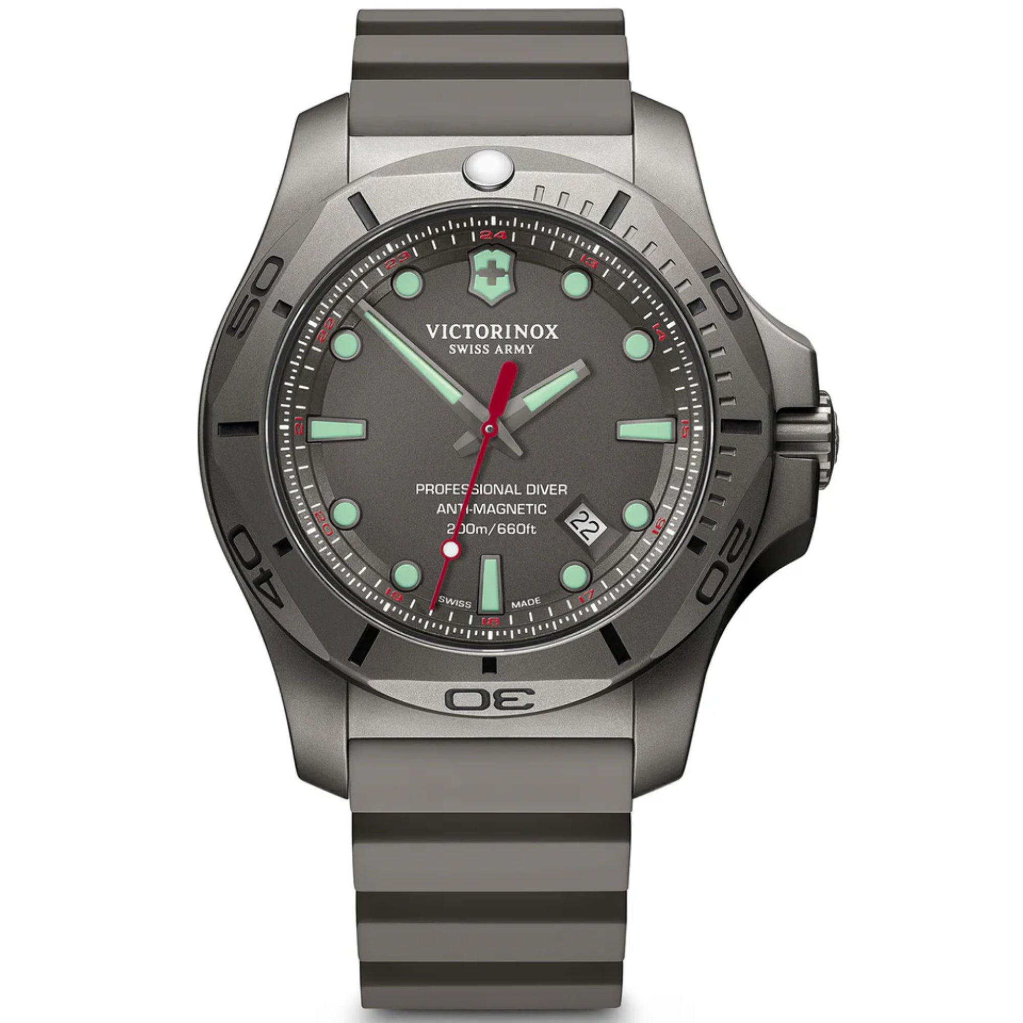 Victorinox I.N.O.X Professional Diver Quarz Graues Zifferblatt Graues Gummiarmband Herren Uhr 241810
