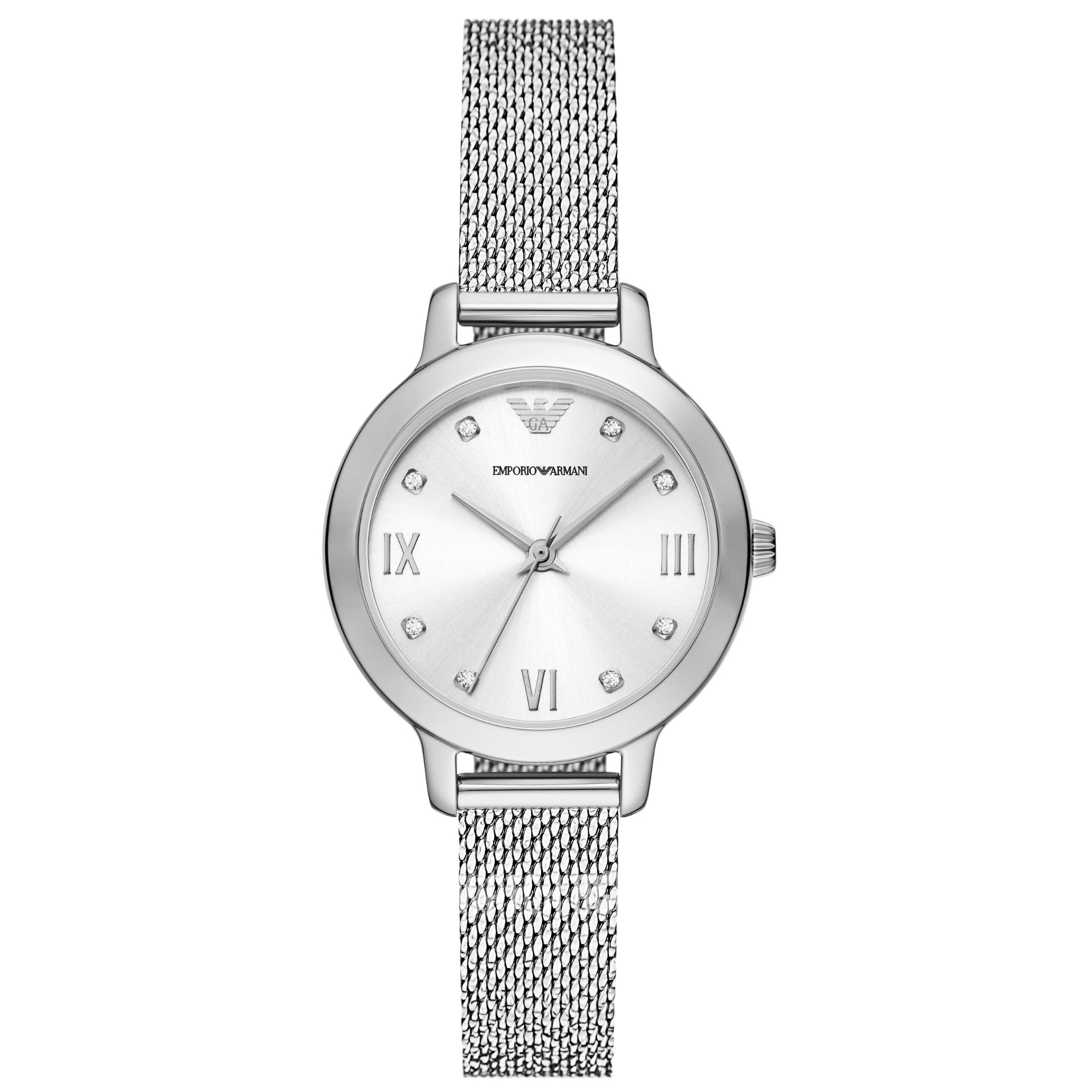 Emporio Armani Cleo 32mm Silber Zifferblatt Stahl Damen Quarz Uhr AR11584