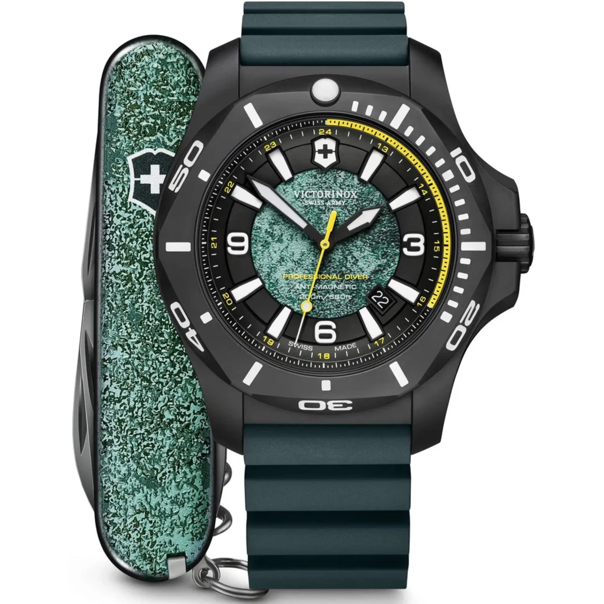 Victorinox I.N.O.X 45mm Professionelle Taucher Limited Edition Schwarzes Zifferblatt Gummi Herren Quarz Uhr 241957.1