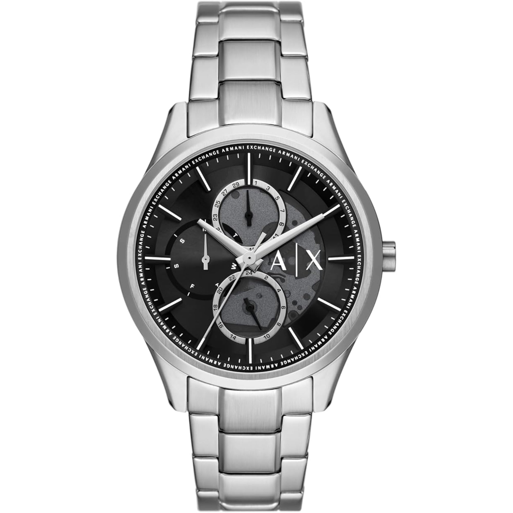 Armani Exchange Dante 42mm Chronograph Black Dial Steel Mens Quartz Watch AX1873