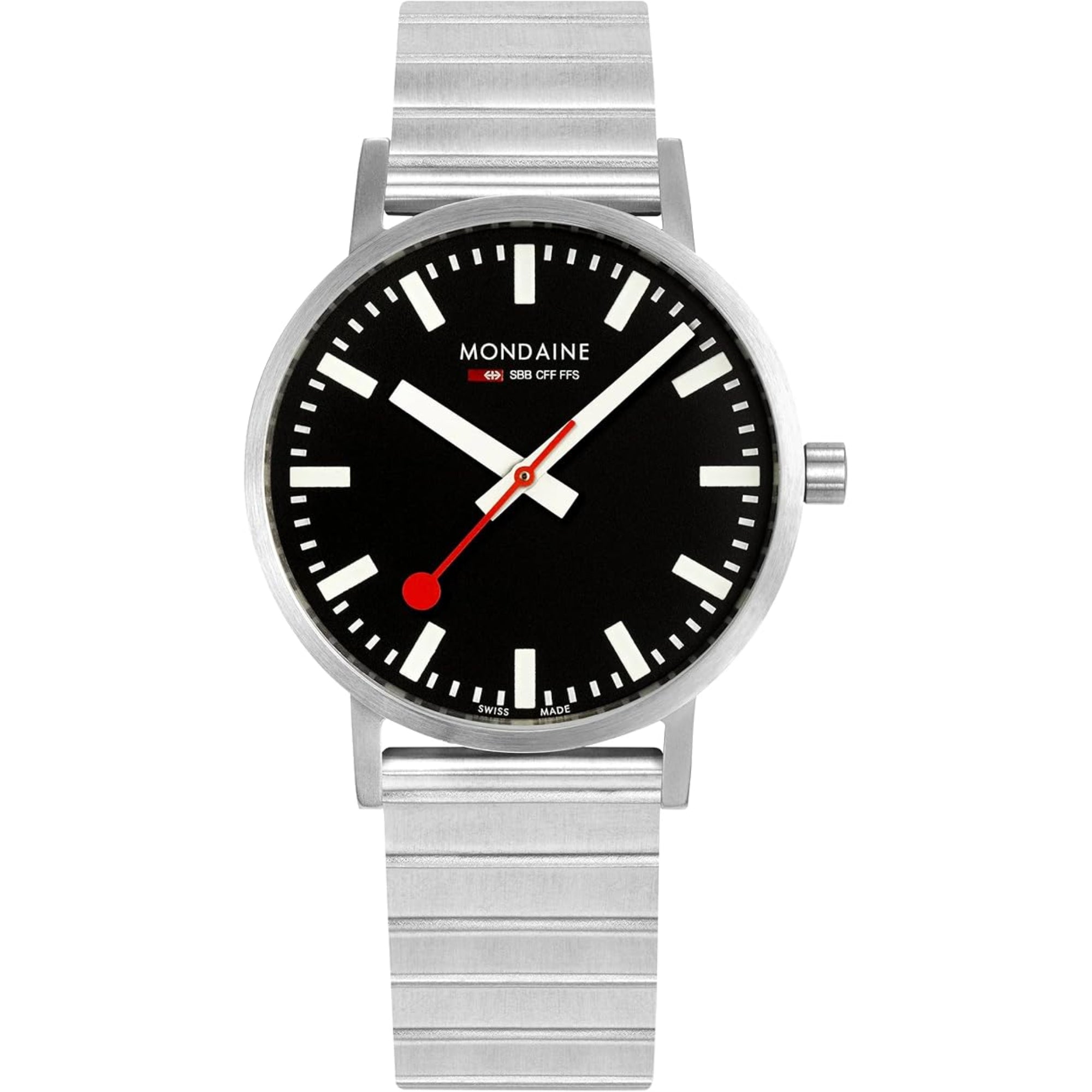 Mondaine Classic Quartz Black Dial Stainless Steel Bracelet Watch A660.30360.16SBW