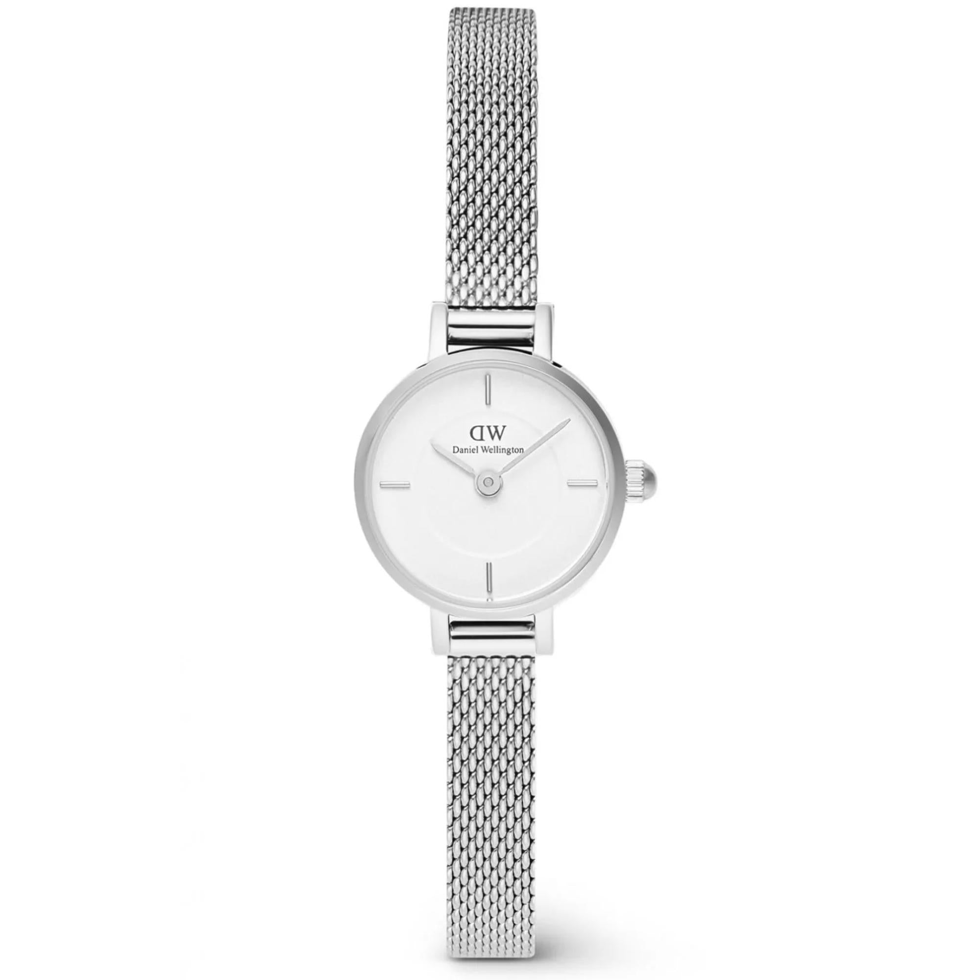 Daniel Wellington Petite 19mm Weißes Zifferblatt Stahl Damen Quarz Uhr DW00100746