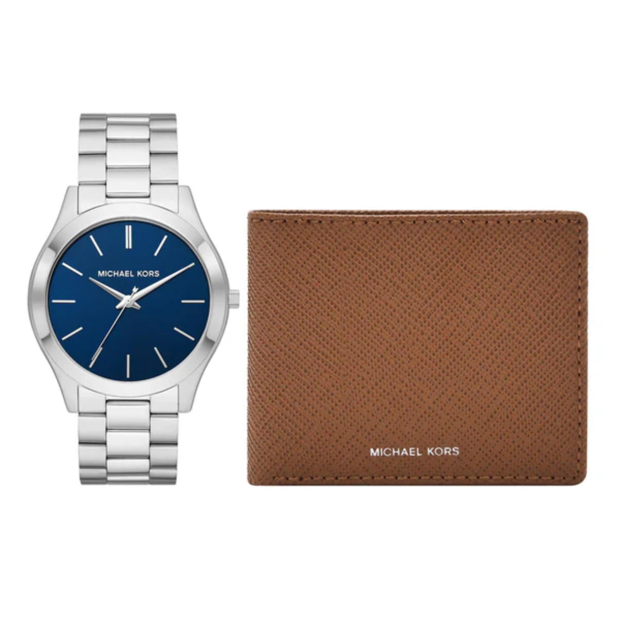 Michael Kors Slim Runway Men's Watch and Saffiano Leather Wallet Gift Set MK1060SET
