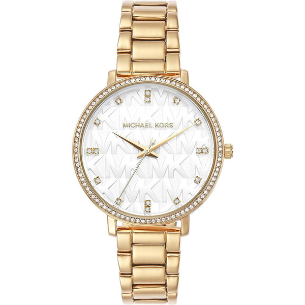Michael Kors Pyper 38mm white dial gold-tone steel watch MK4666 front view