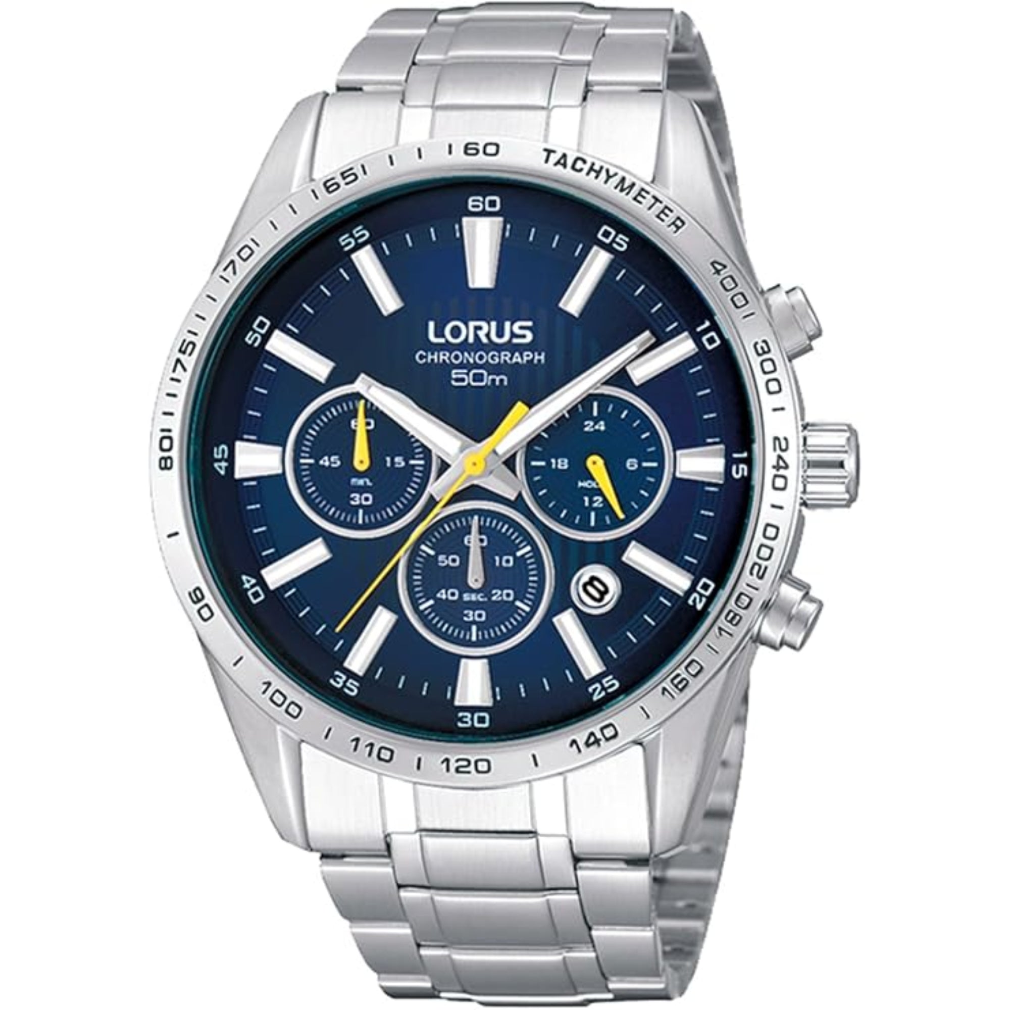 Lorus Sports Black Dial Stainless Steel Blue Dial Men's Watch Chronograph RT321CX9 - WatchNation