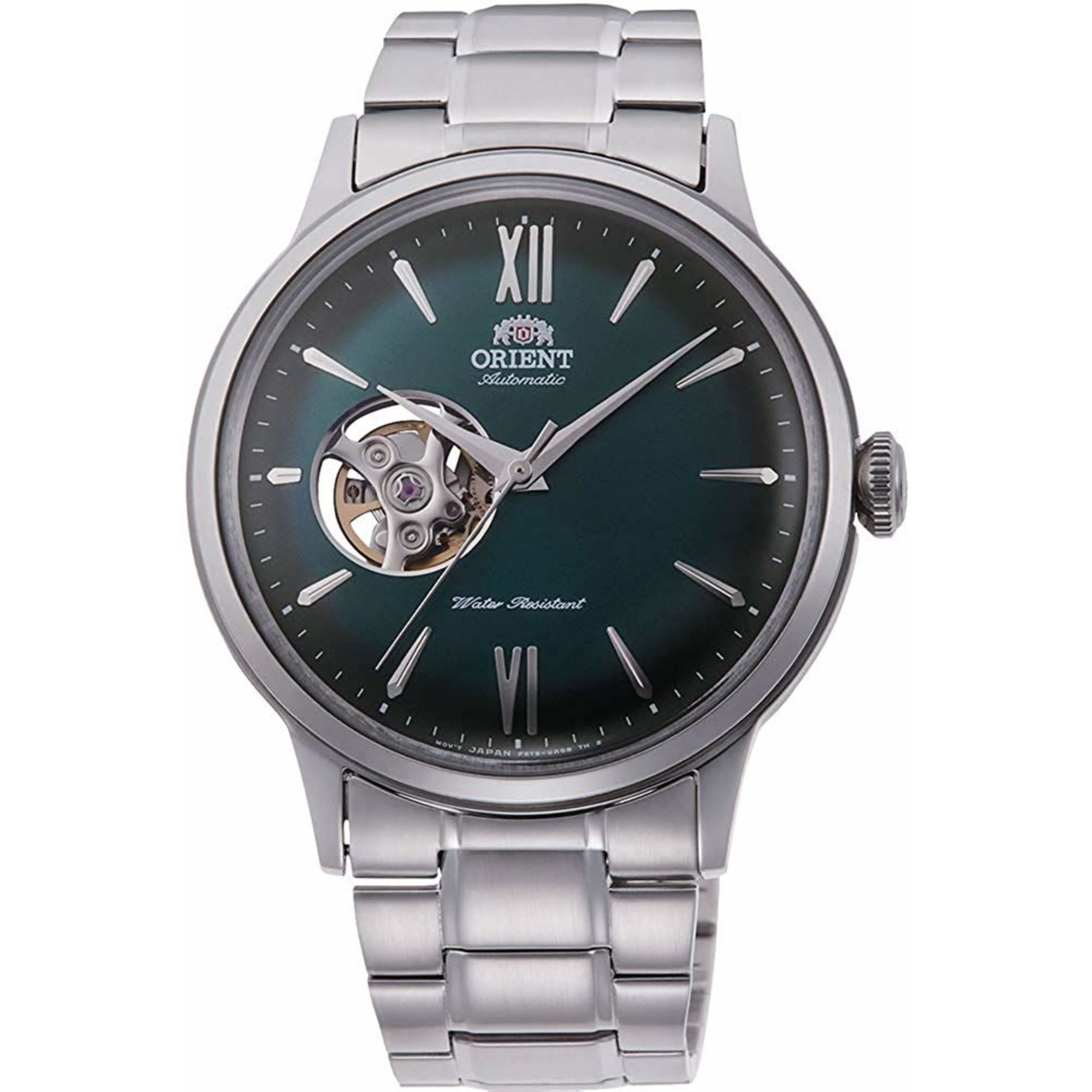 Orient Bambino 40.5mm Open Heart Green Dial Steel Mens Automatic Watch RA-AG0026E30B