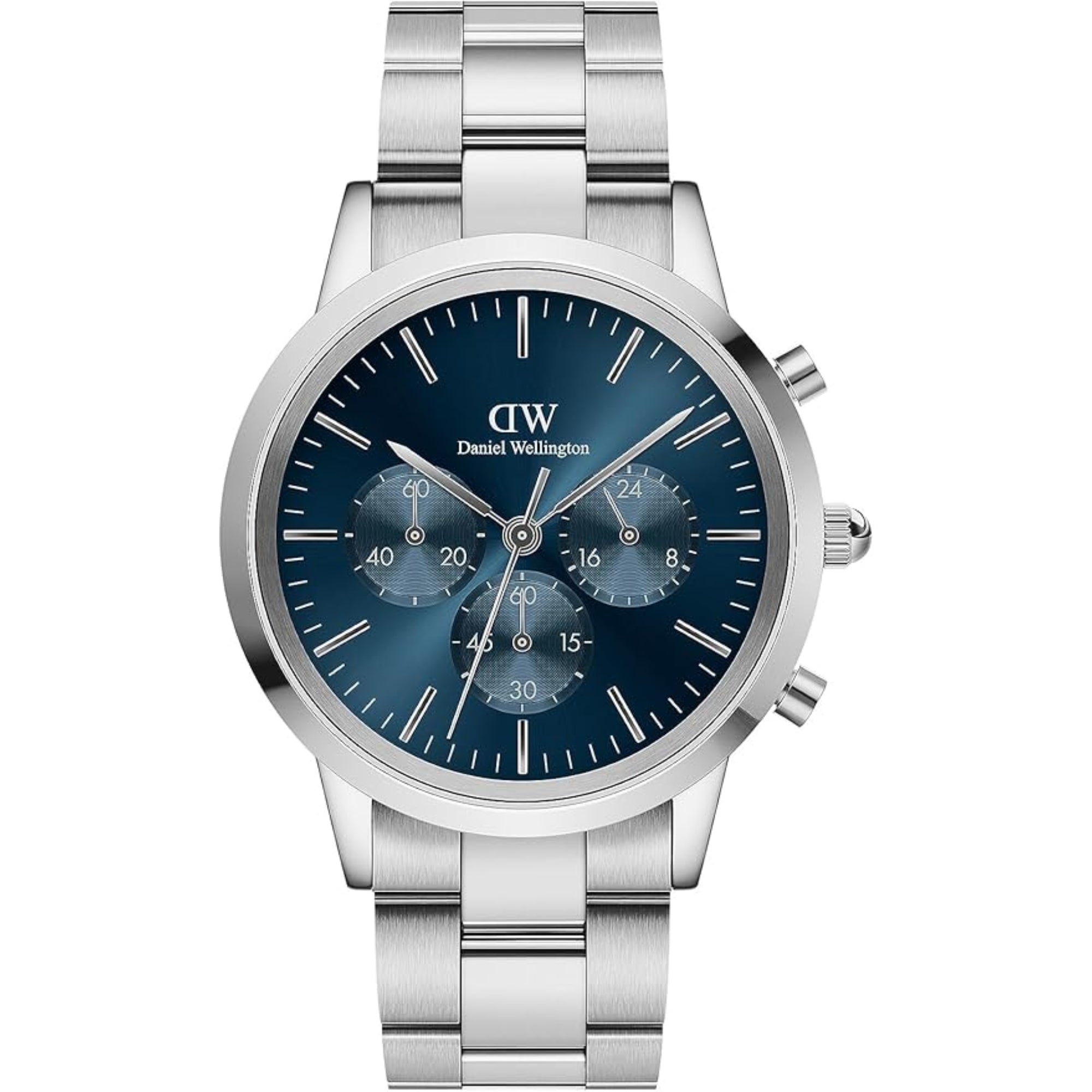 Daniel Wellington Iconic 42mm Chronograph Blaues Zifferblatt Stahl Herren Uhr DW00100644