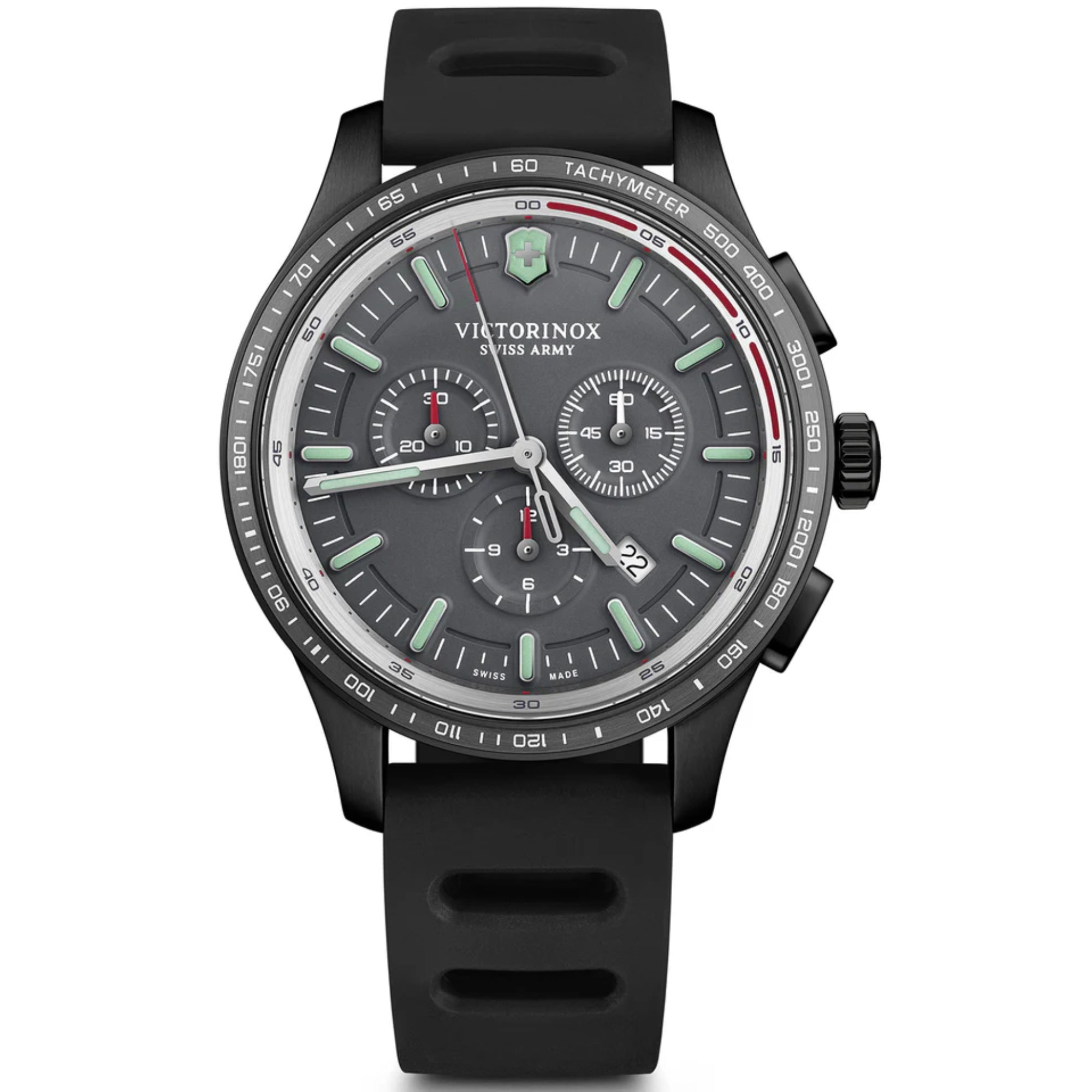 Victorinox Alliance 44mm Chronograph Graues Zifferblatt Gummi Herren Quarz Uhr 241818