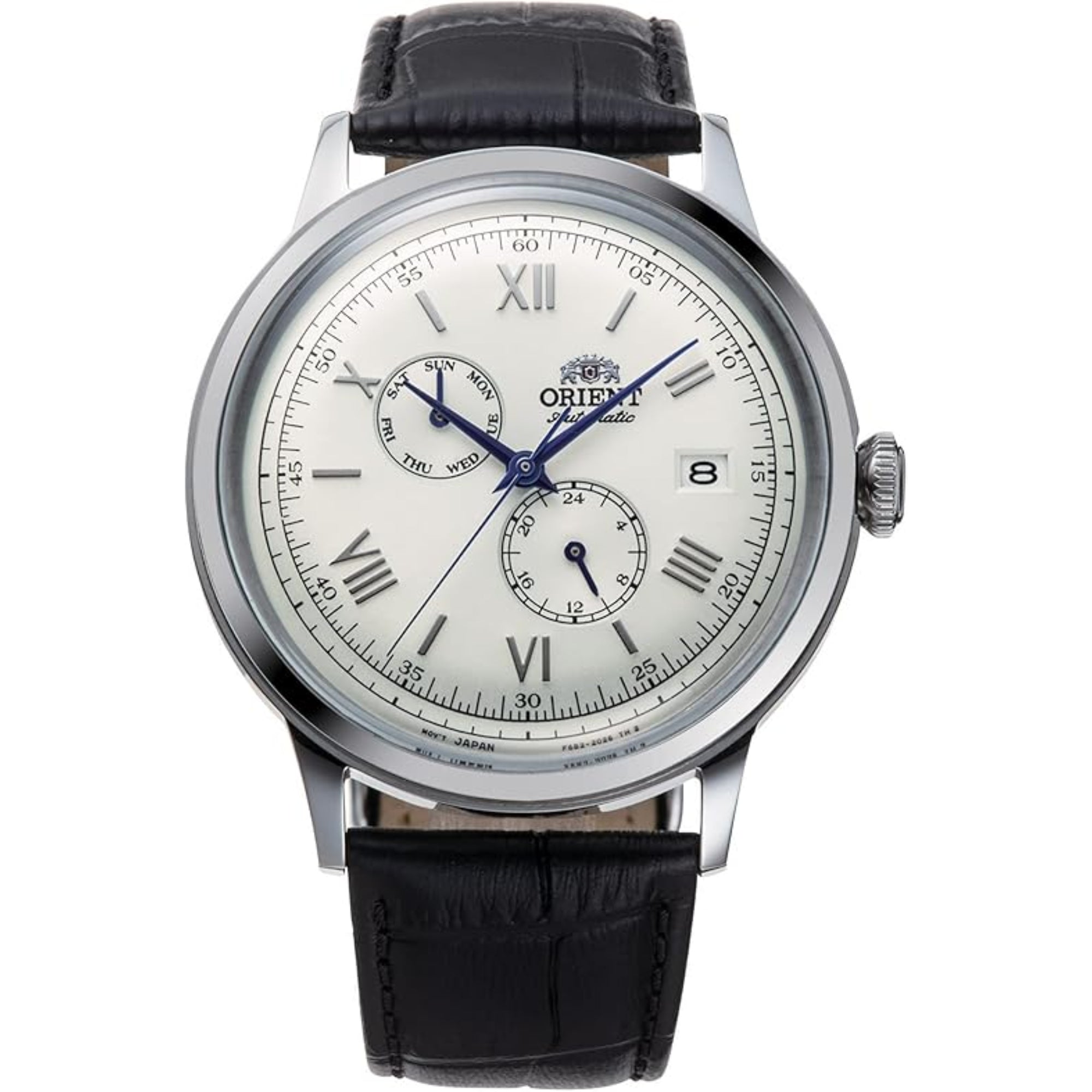 Orient Bambino 40mm Sub Dials White Dial Leather Mens Automatic Watch RA-AK0701S10B