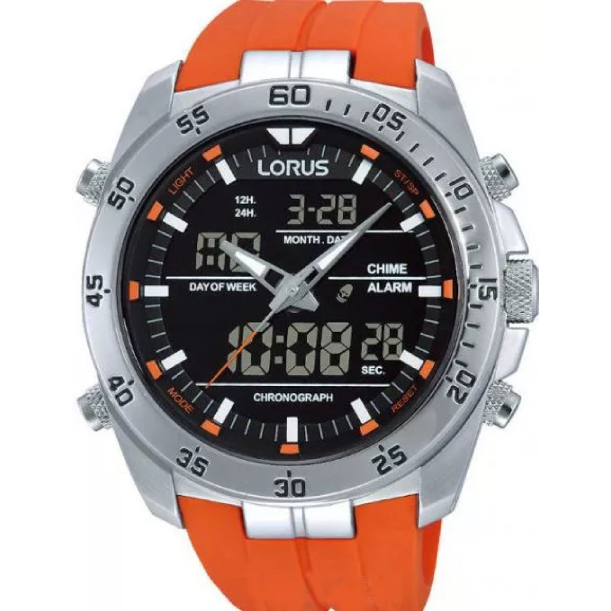 Lorus Sports Orange Rubber Men's Chronograph RW621AX9 - WatchNation