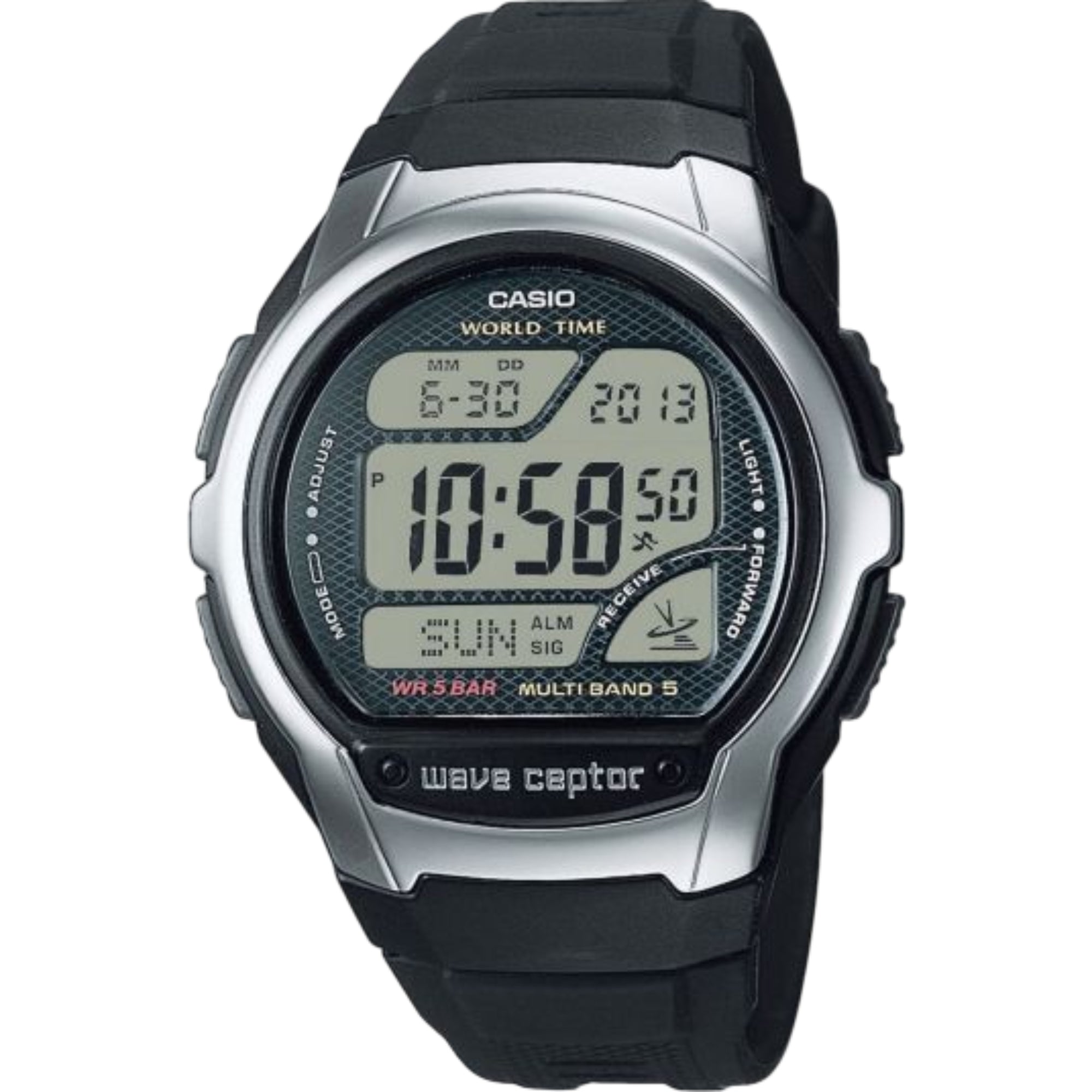 Casio Wave Ceptor LCD Digital Black Resin Watch WV-58R-1AEF