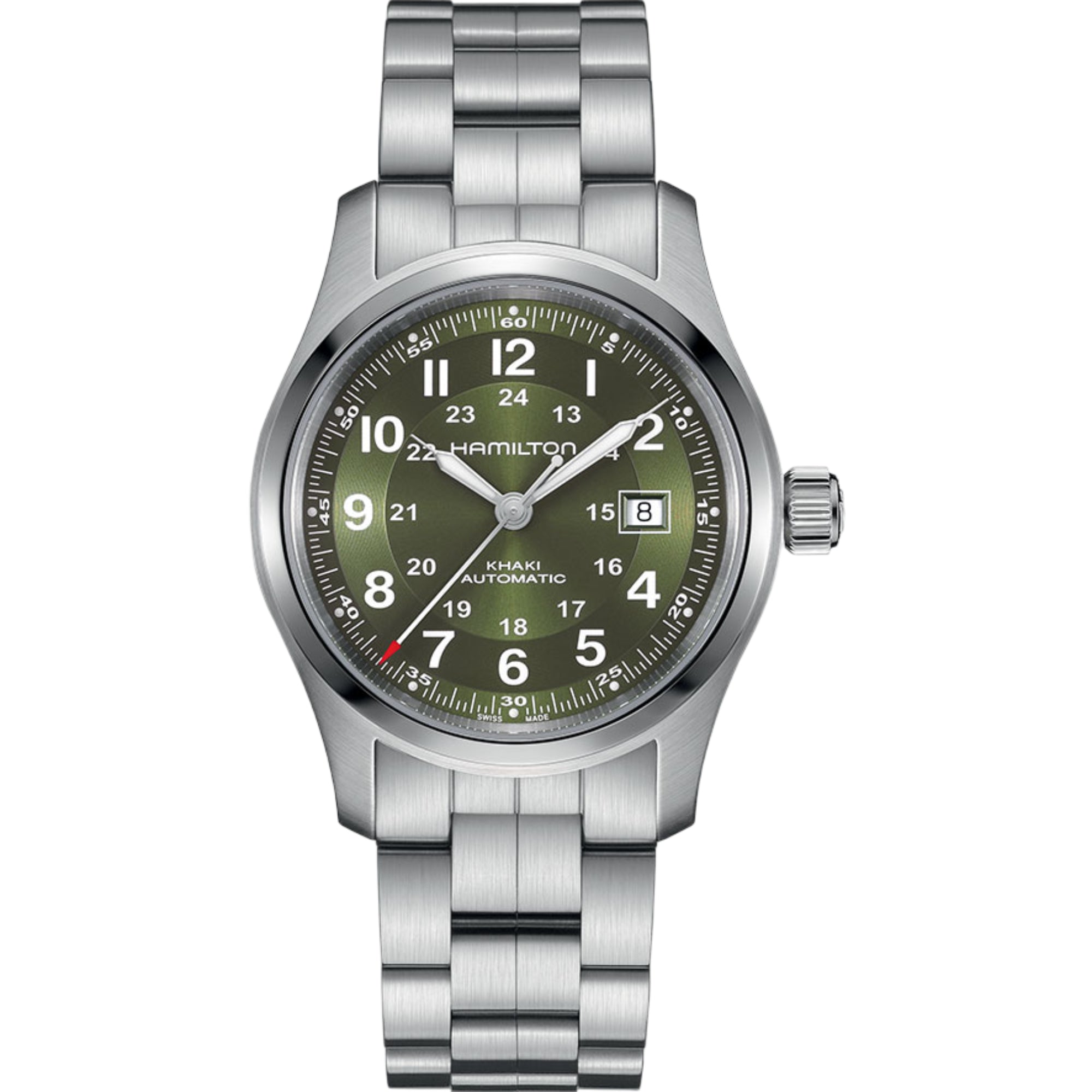 Hamilton Khaki Field 42mm Green Dial Steel automatic watch H70605160 front view