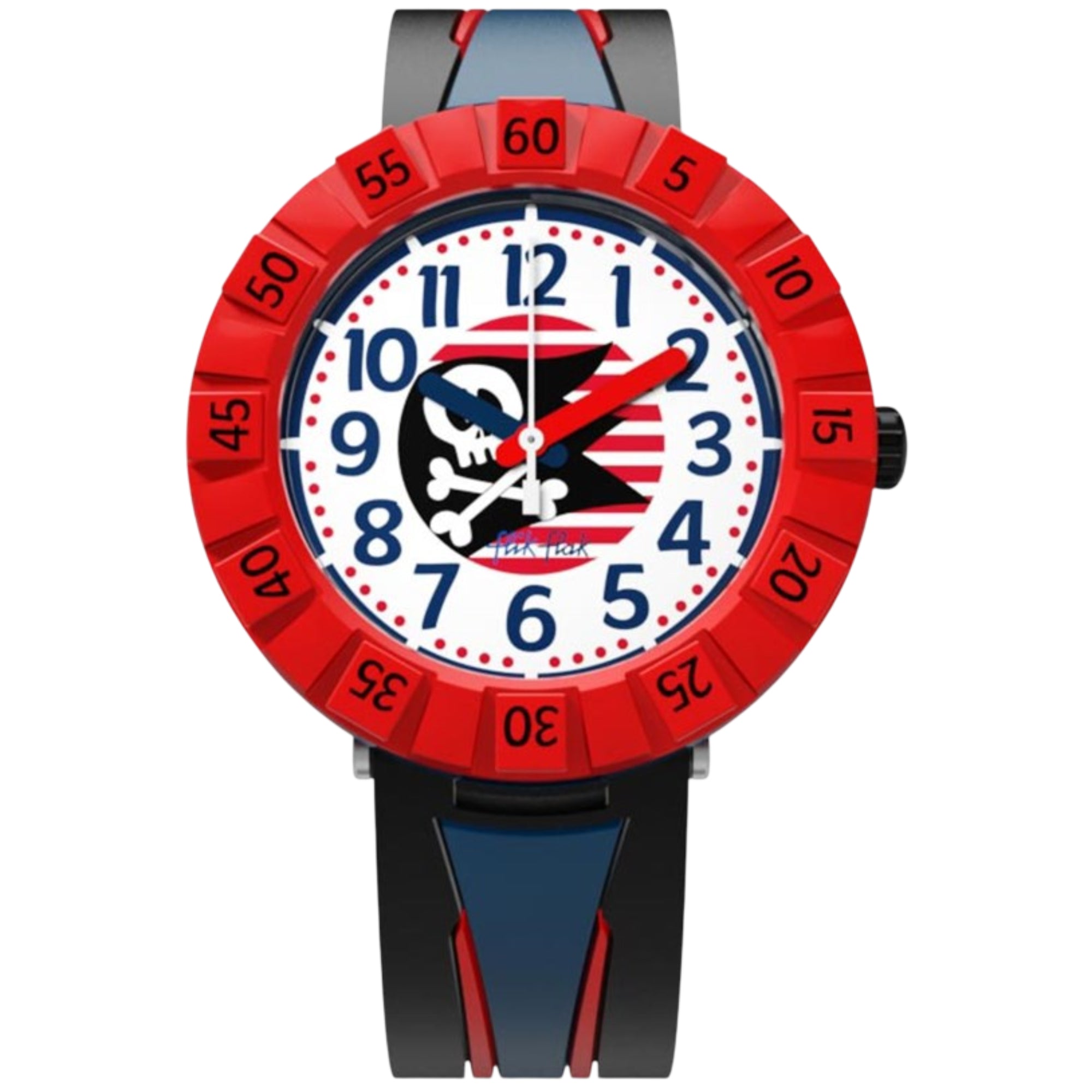 Flik Flak Strong Sailor Blauer Kunststoffgehäuse Schwarzes Kunststoffarmband Kinderuhr FCSP053