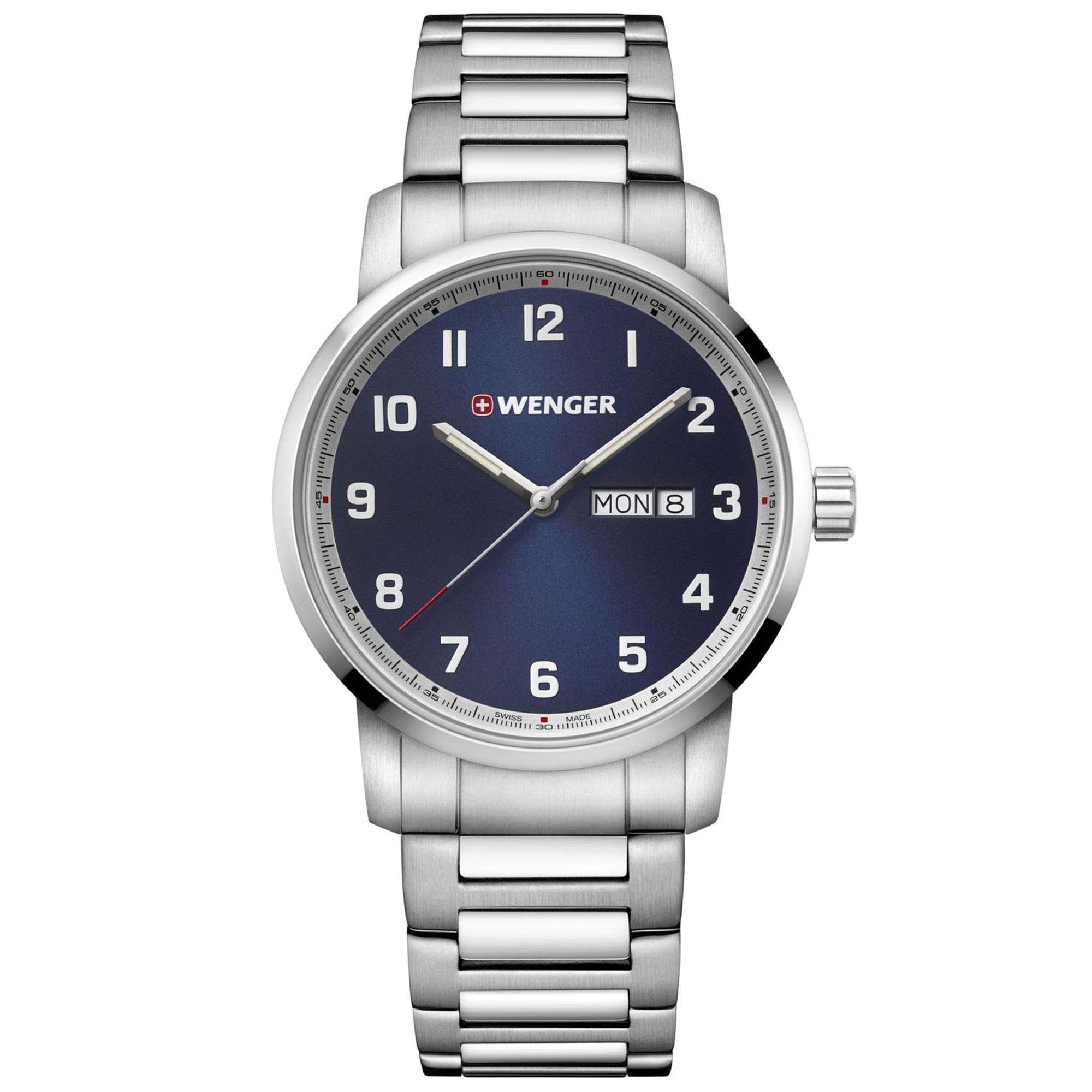 Wenger Attitude Heritage Quarz Blaues Zifferblatt Armband aus schwarzem Edelstahl Herren Uhr 01.1541.121
