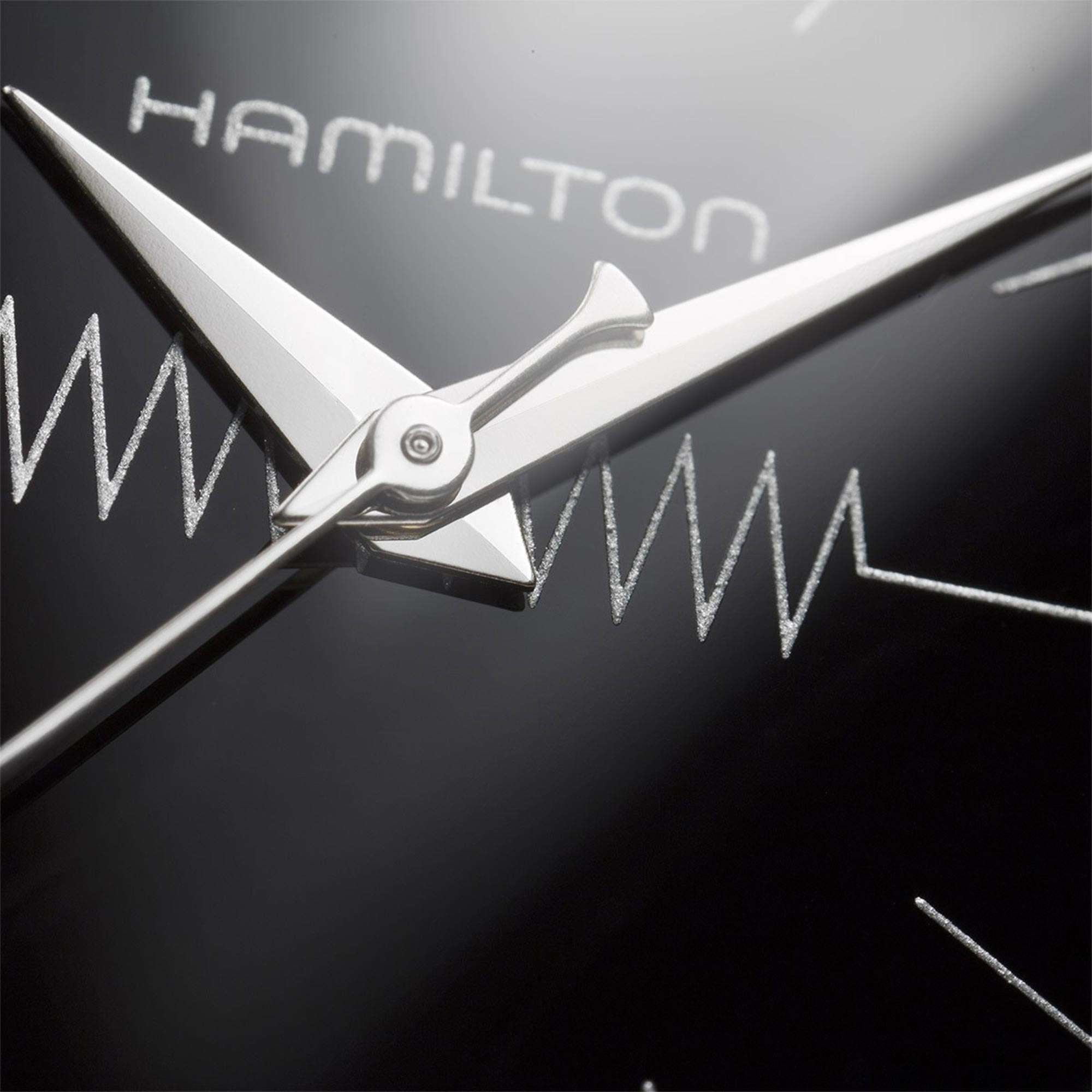 Hamilton H24411732 black dial with stick indices close-up 