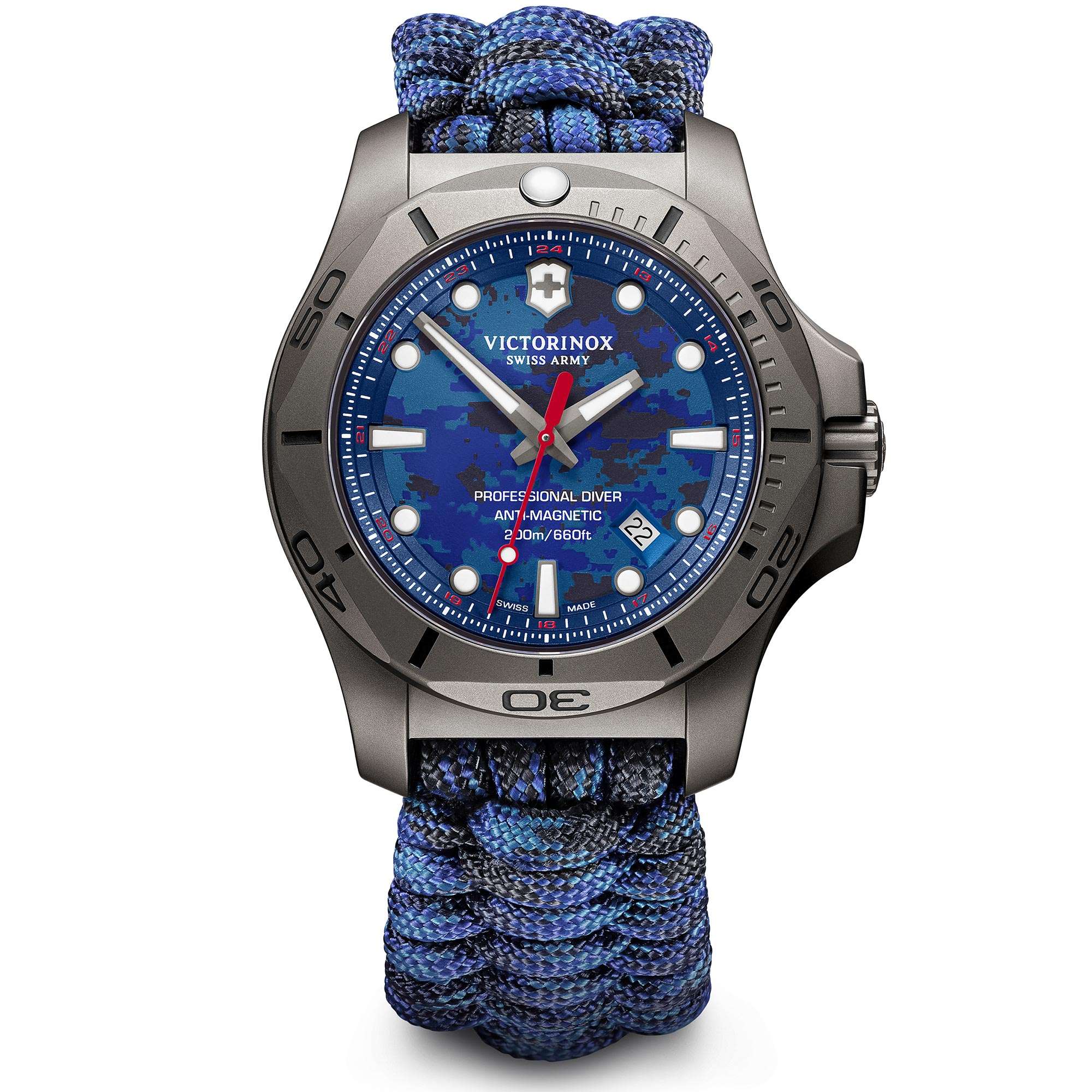 Victorinox I.N.O.X Professional Divers Titanium Case Blue Paracord Strap Mens Watch 241813 45mm