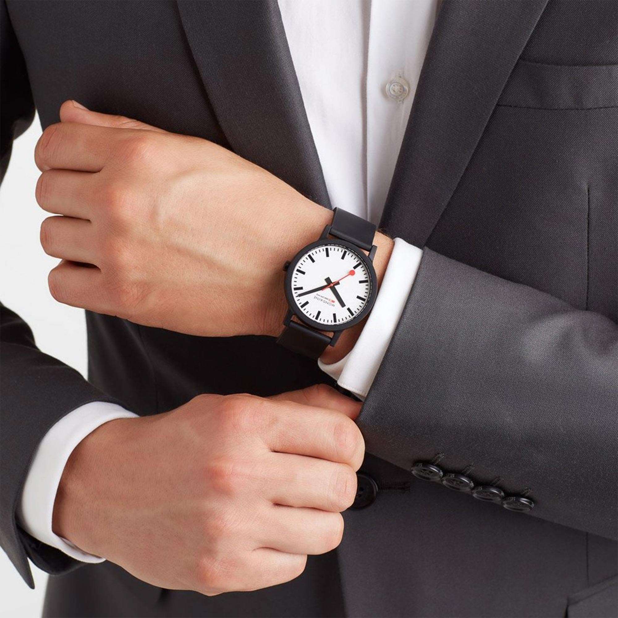Mondaine Essence 41mm White Dial Rubber Mens Quartz Watch MS1.41110.RB
