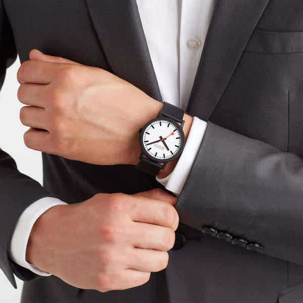 Mondaine Essence 41mm White Dial Rubber Mens Quartz Watch MS1.41110.RB