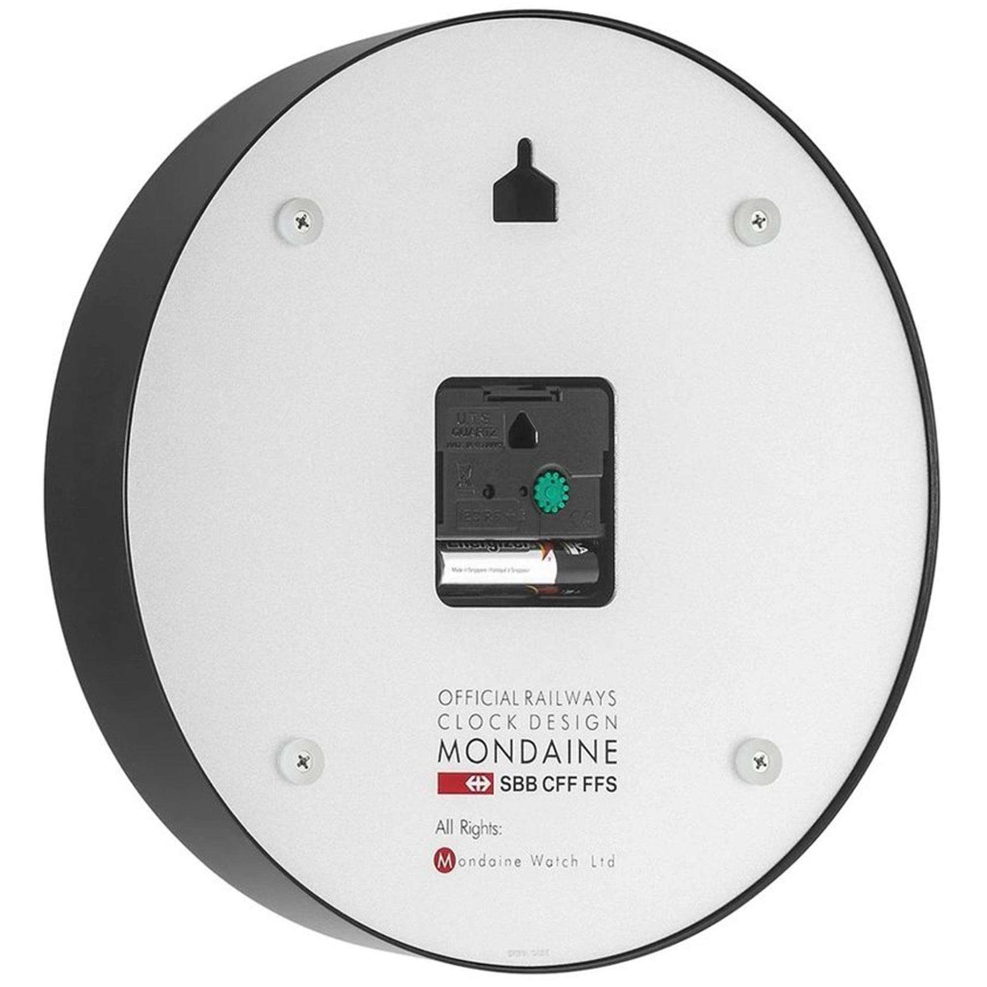 Mondaine Swiss Railways 250mm Black Aluminium Case Wall Clock A990.CLOCK.64SBB