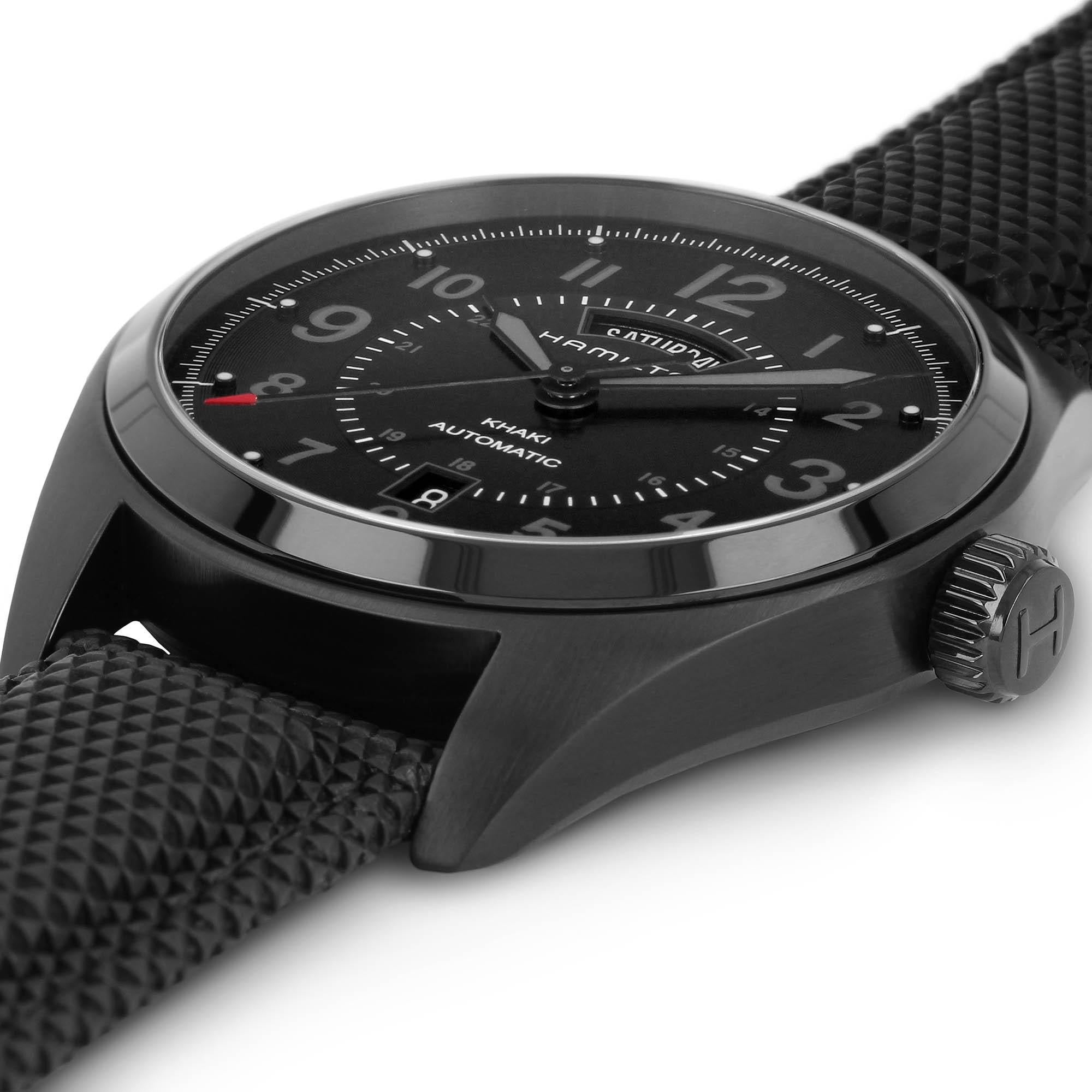 Hamilton Khaki Field 42mm Black Dial Synthetic Mens Automatic Watch H70695735