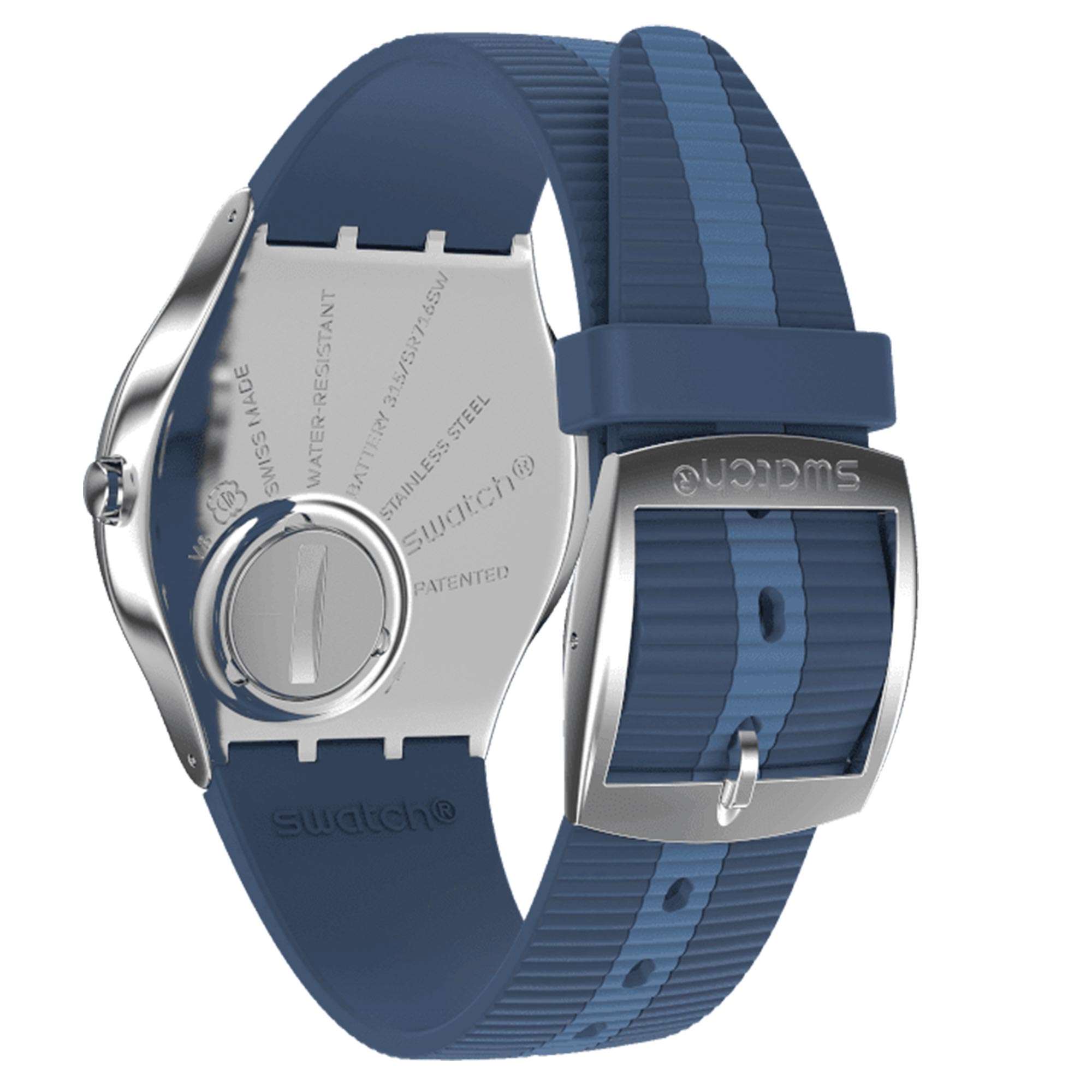 Swatch Bienne By Day Quartz Blue Dial Rubber Strap Watch  SS07S111