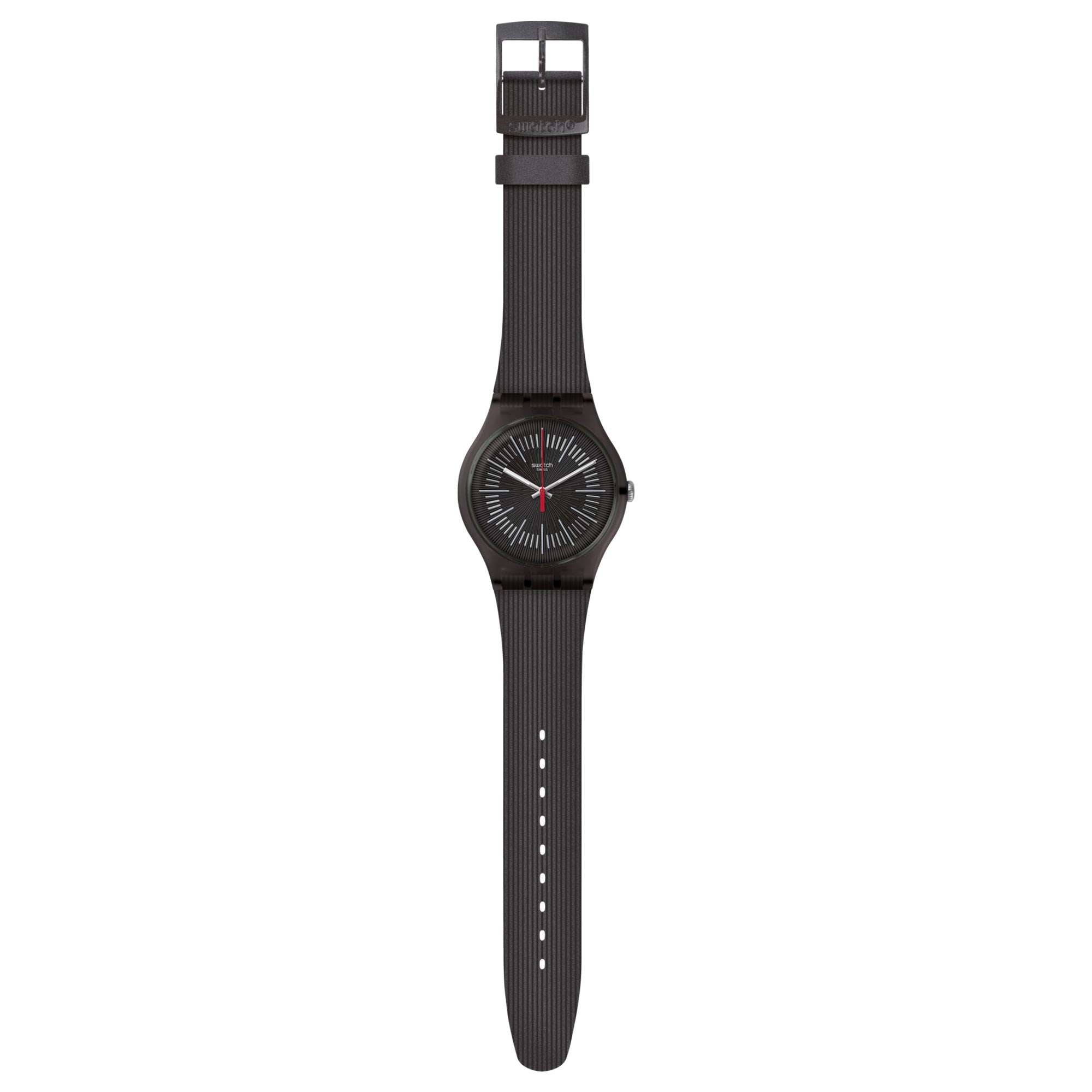 Swatch Intercyderal Quartz Schwarzes Zifferblatt Silikonarmband Uhr SUOB178