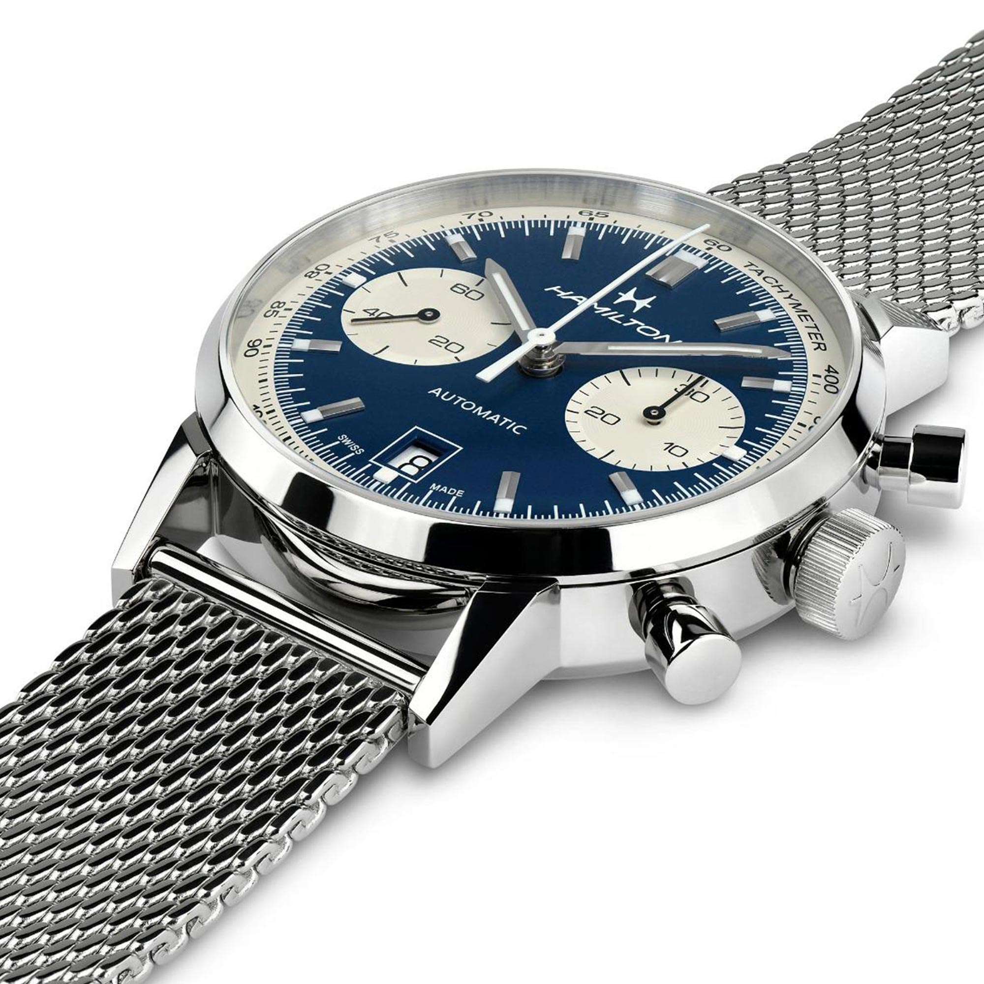 Hamilton American Classic 40mm Intra-Matic Chrono Blaues Zifferblatt Stahl Herren Automatik Uhr H38416141