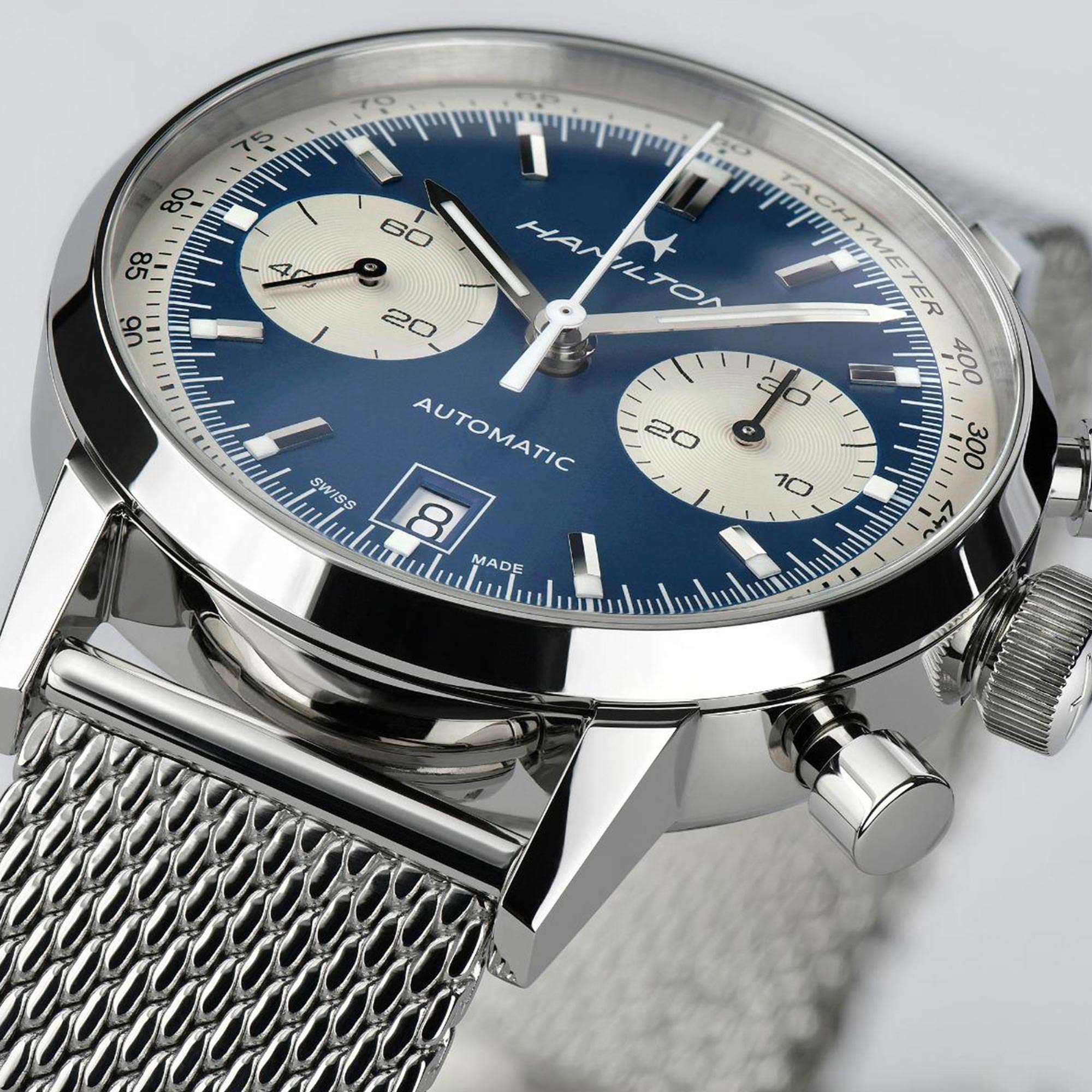 Hamilton American Classic 40mm Intra-Matic Chrono Blaues Zifferblatt Stahl Herren Automatik Uhr H38416141