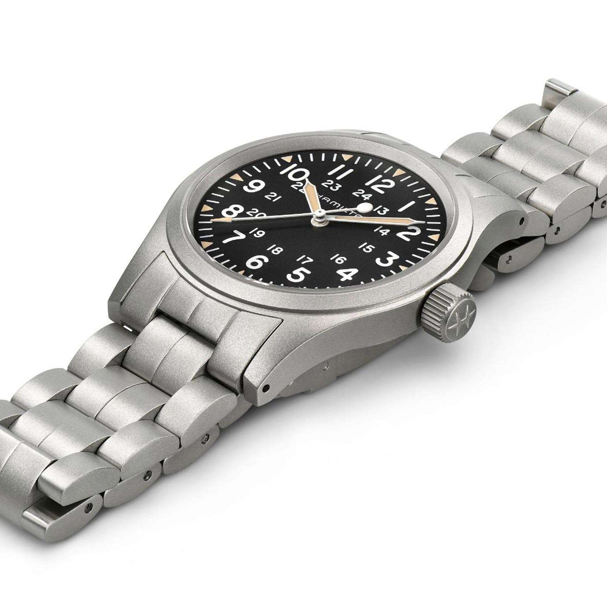 Hamilton Khaki Field H69439131 38mm brushed and polished stainless steel case side profile