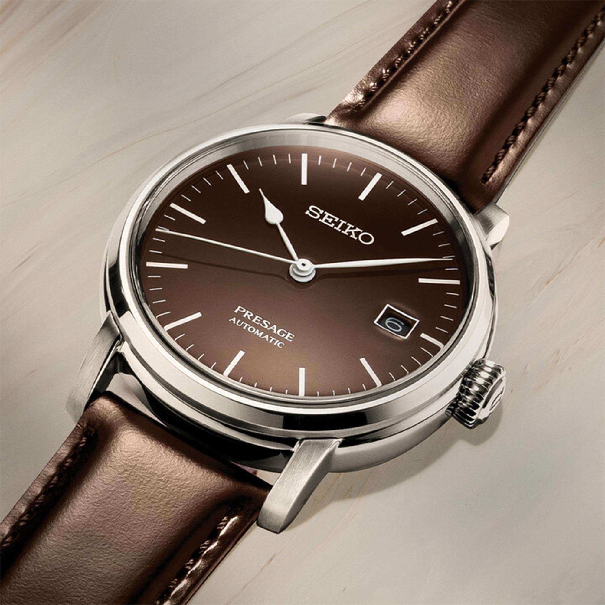 Seiko Presage Riki Watanabe Automatic Brown Dial Leather Strap Men's Watch SPB115J1