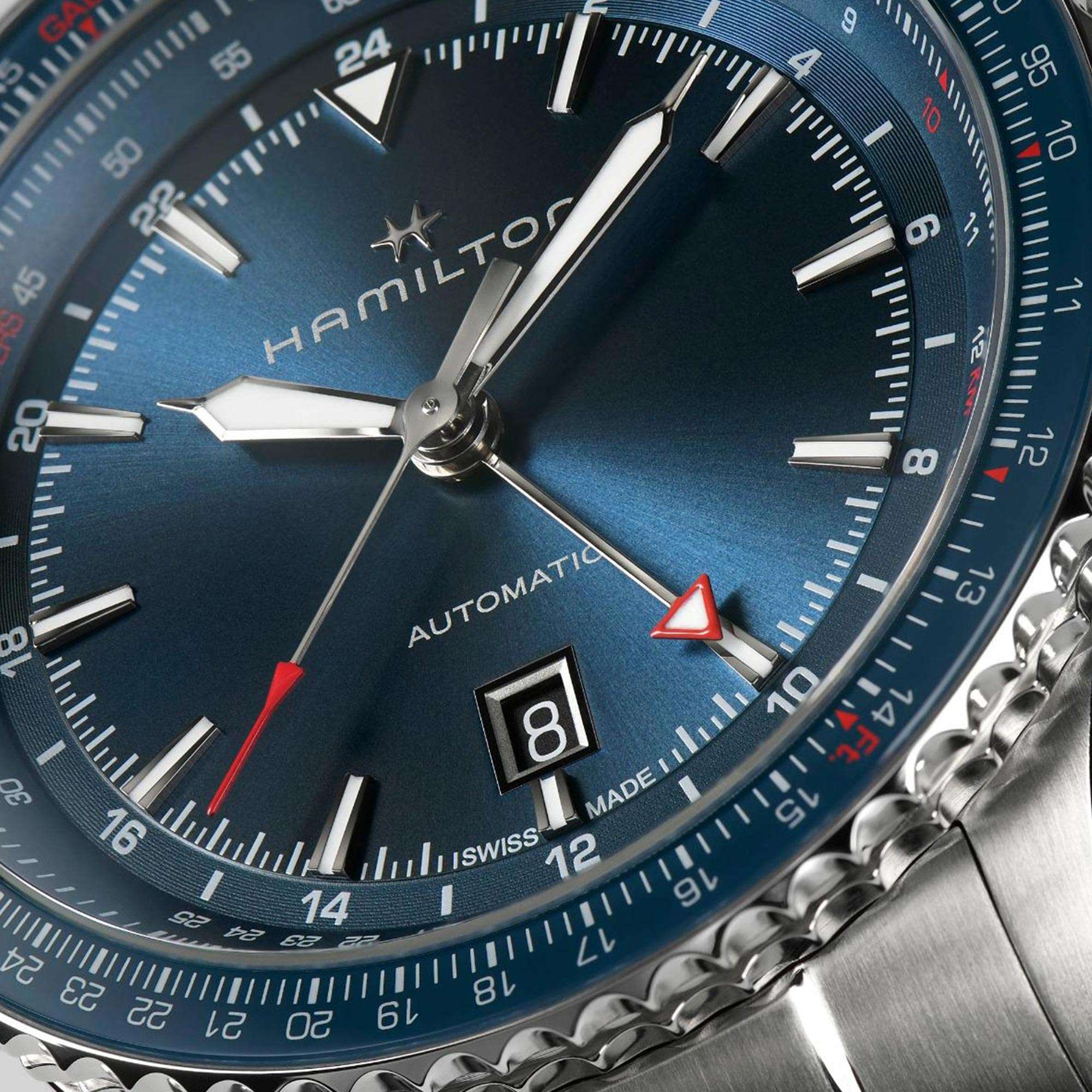 Hamilton Khaki Aviation 44mm Converter GMT Blue Dial Steel Mens Automatic Watch H76715140