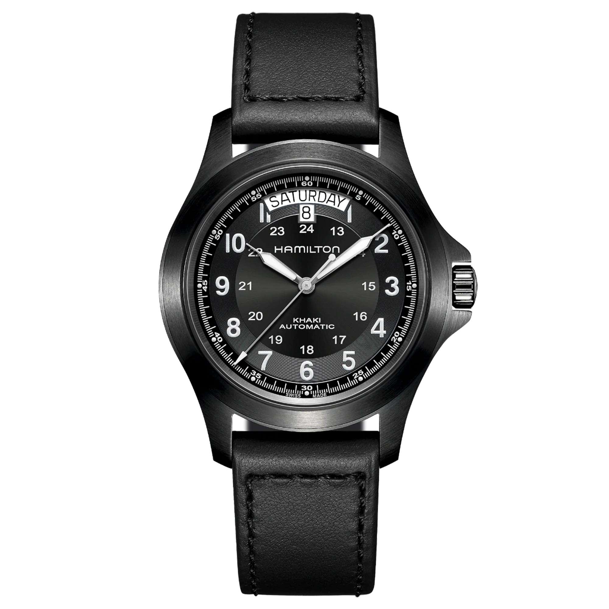Hamilton Khaki Field King Automatic Black Dial Leather Strap Men's Watch H64465733