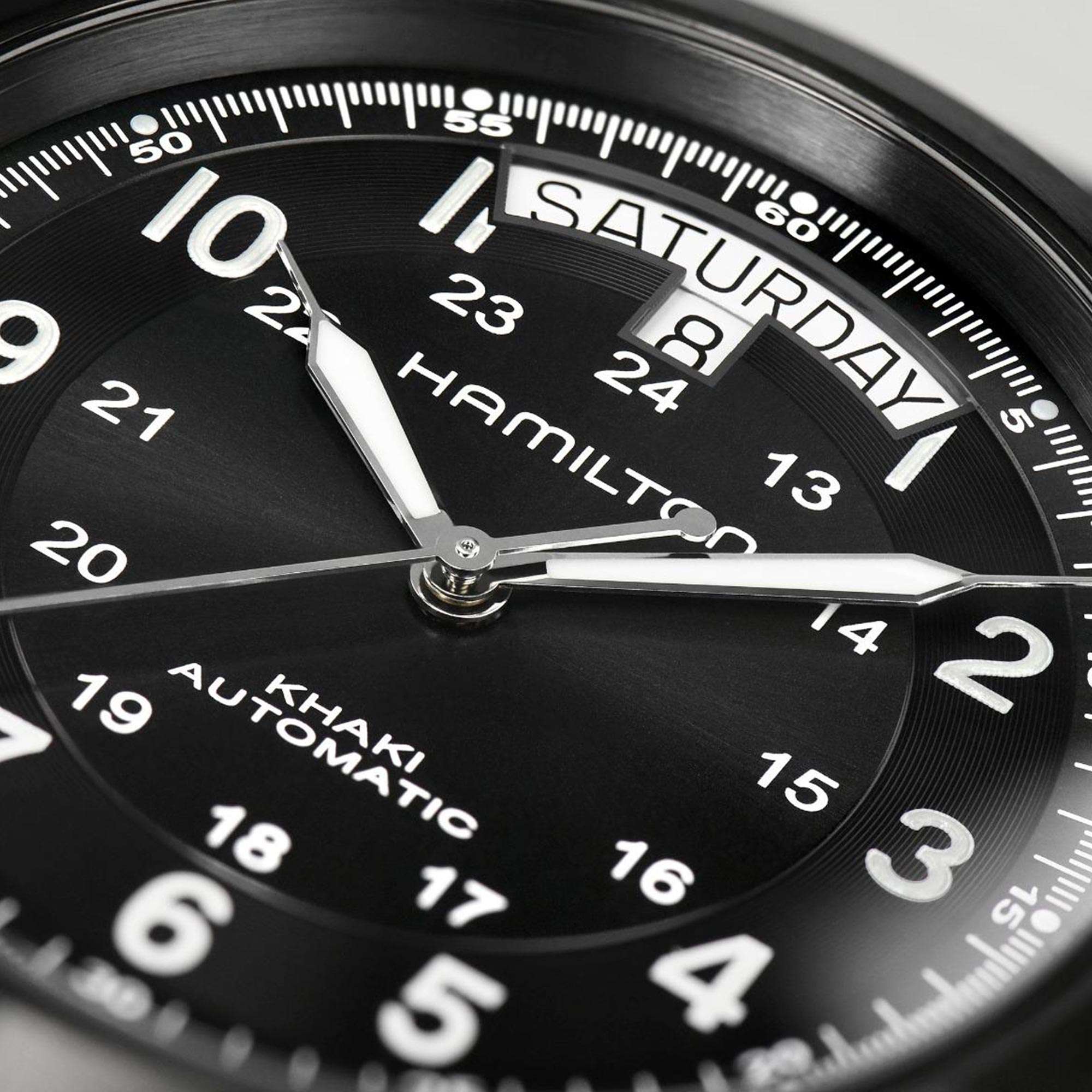 Hamilton Khaki Field 40mm Black Dial Leather Mens Automatic Watch H64465733