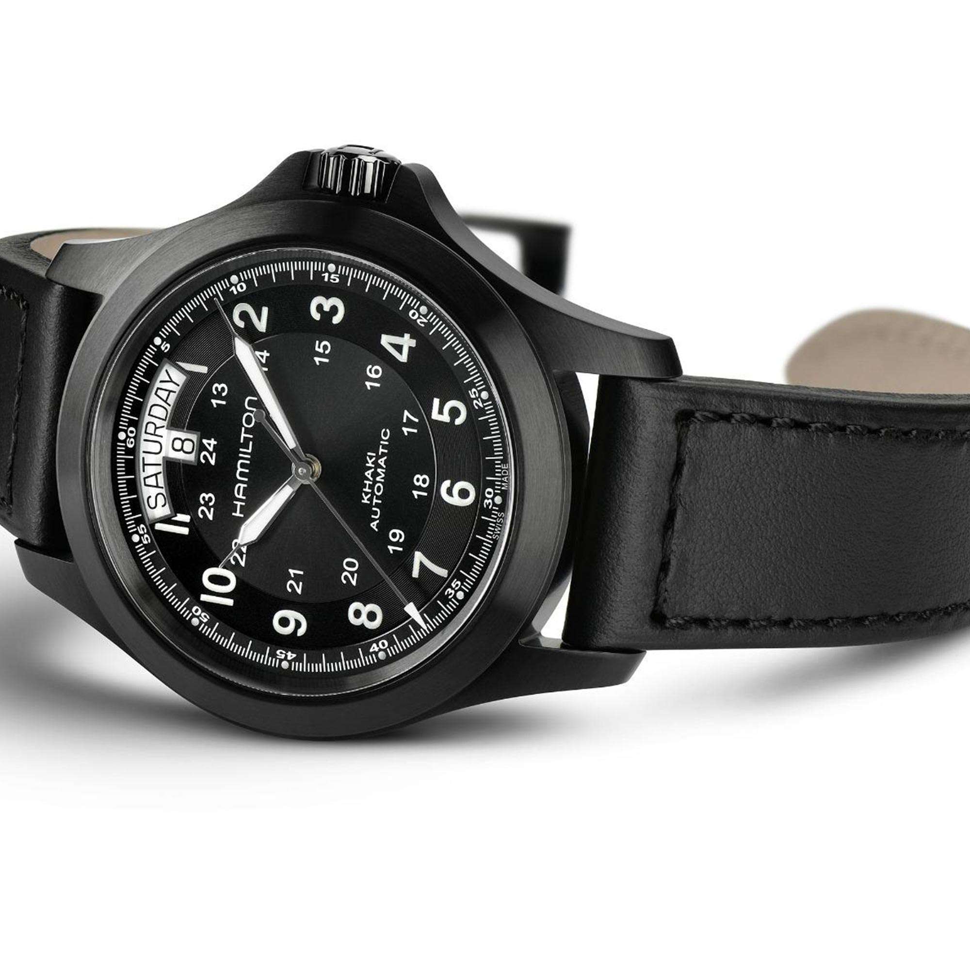 Hamilton Khaki Field 40mm Black Dial Leather Mens Automatic Watch H64465733