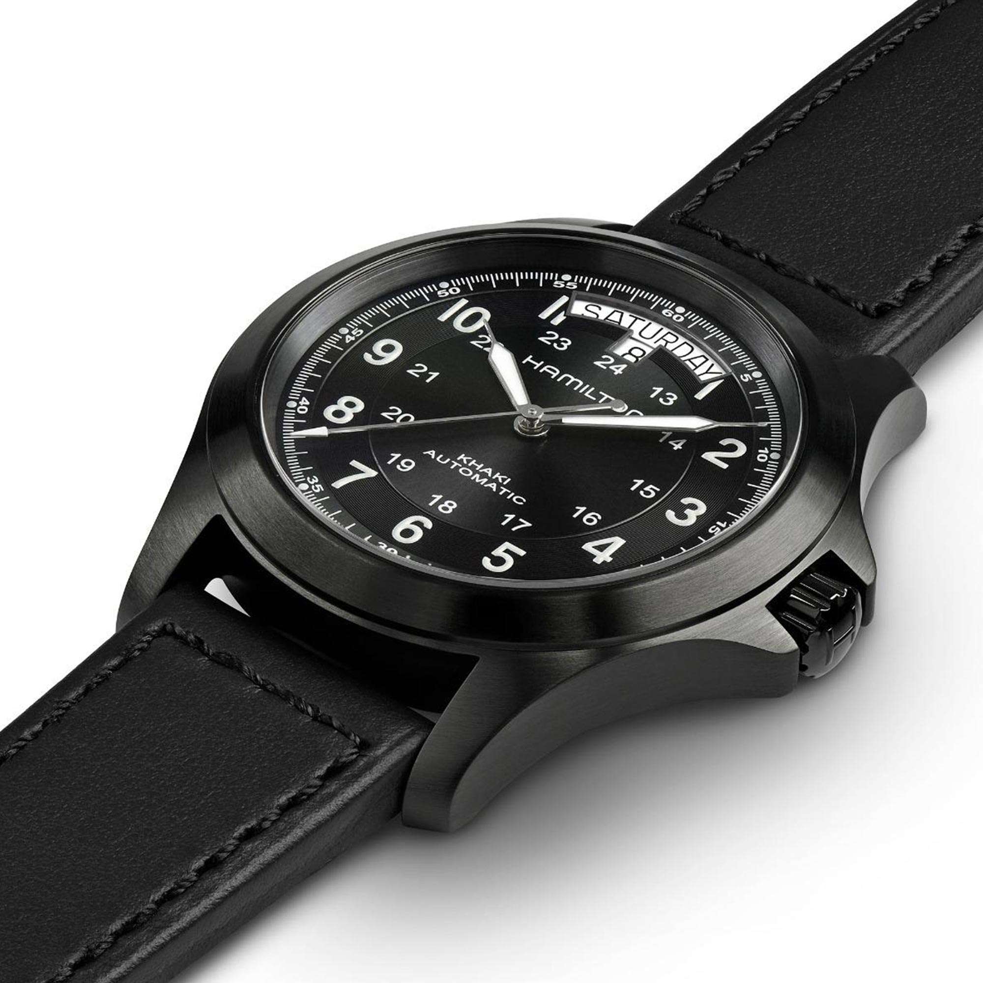 Hamilton Khaki Field 40mm Black Dial Leather Mens Automatic Watch H64465733