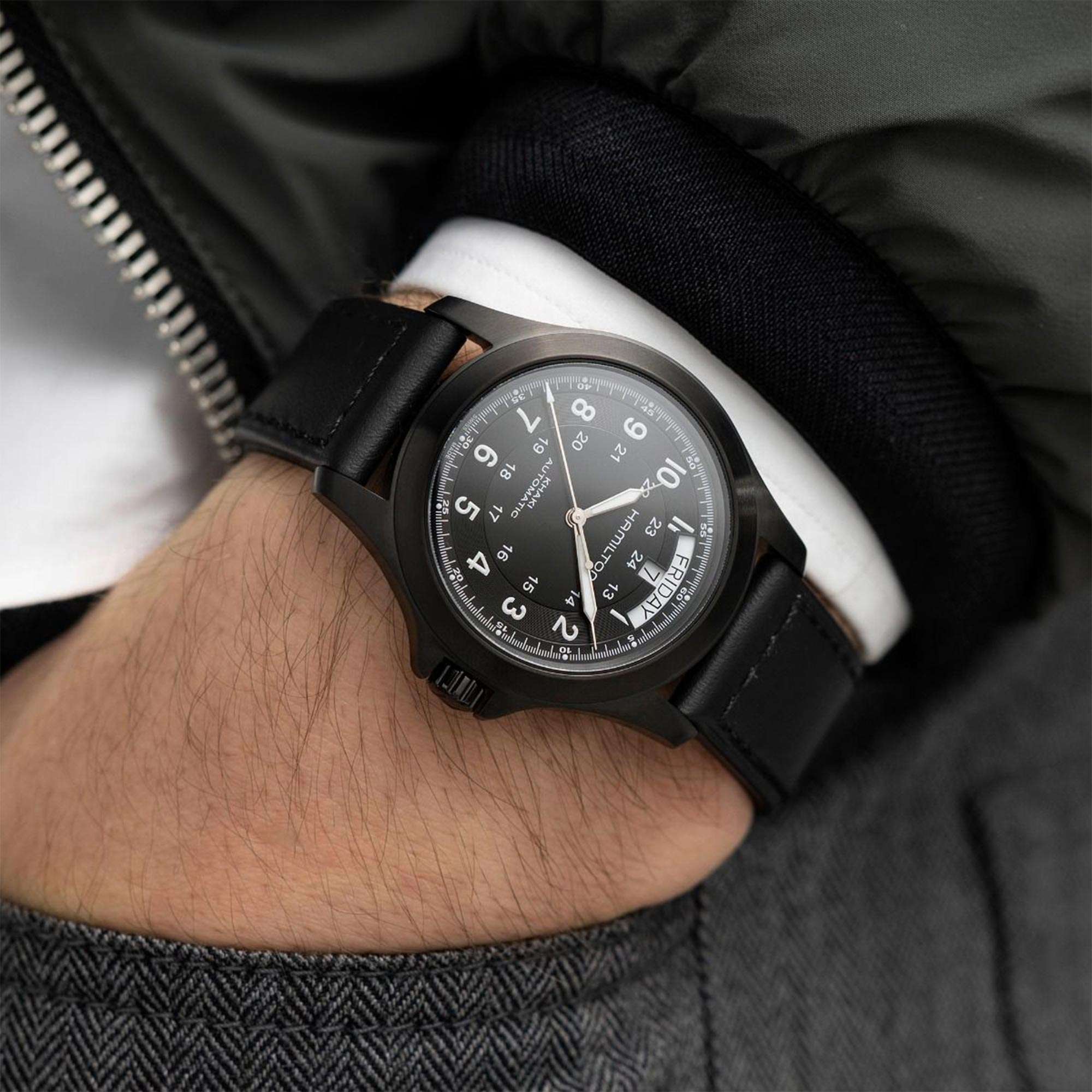 Hamilton Khaki Field 40mm Black Dial Leather Mens Automatic Watch H64465733