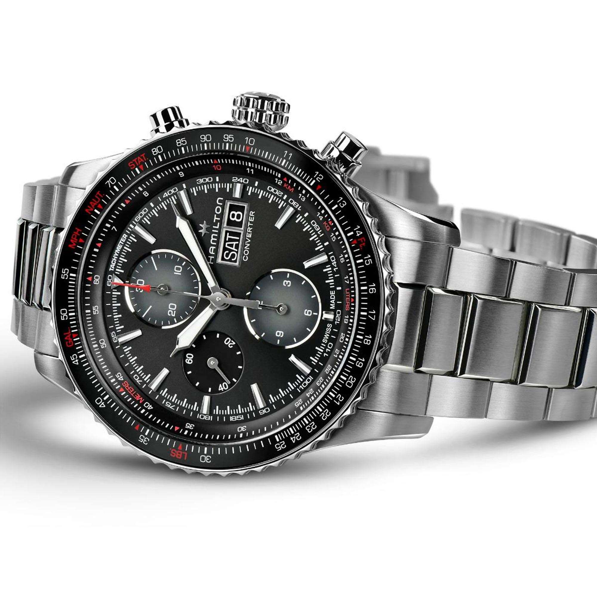 Hamilton Khaki Aviation 44mm Chronograph Black Dial Steel Mens Automatic Watch H76726130
