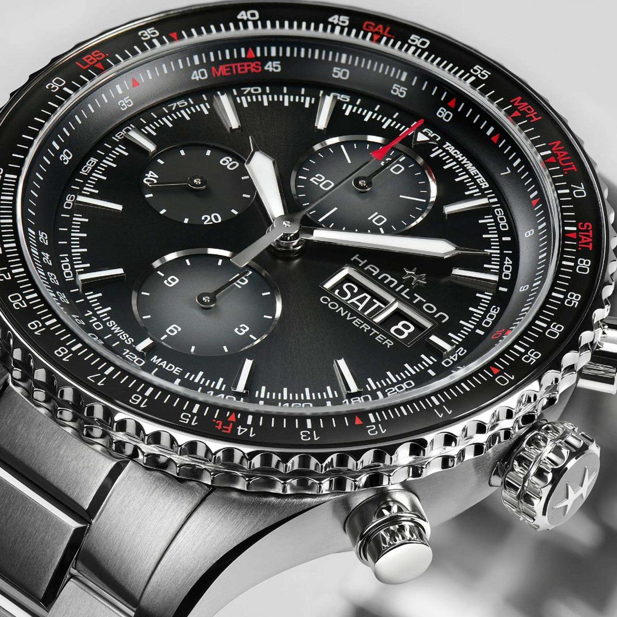 Hamilton Khaki Aviation 44mm Chronograph Black Dial Steel Mens Automatic Watch H76726130