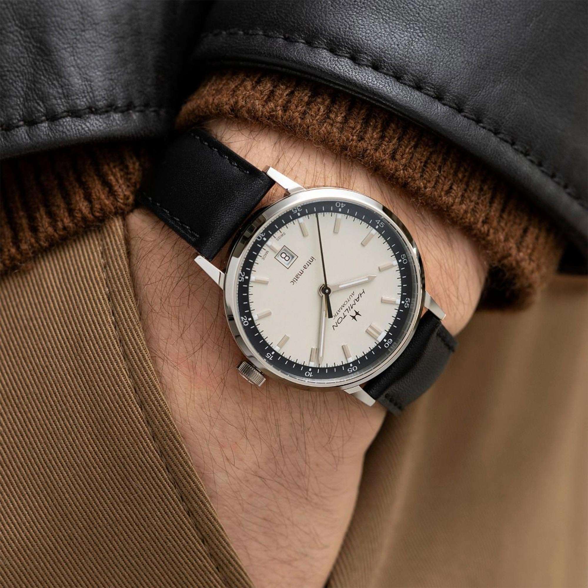 Hamilton American Classic 40mm Beiges Zifferblatt Leder Herren Automatik Uhr H38425720