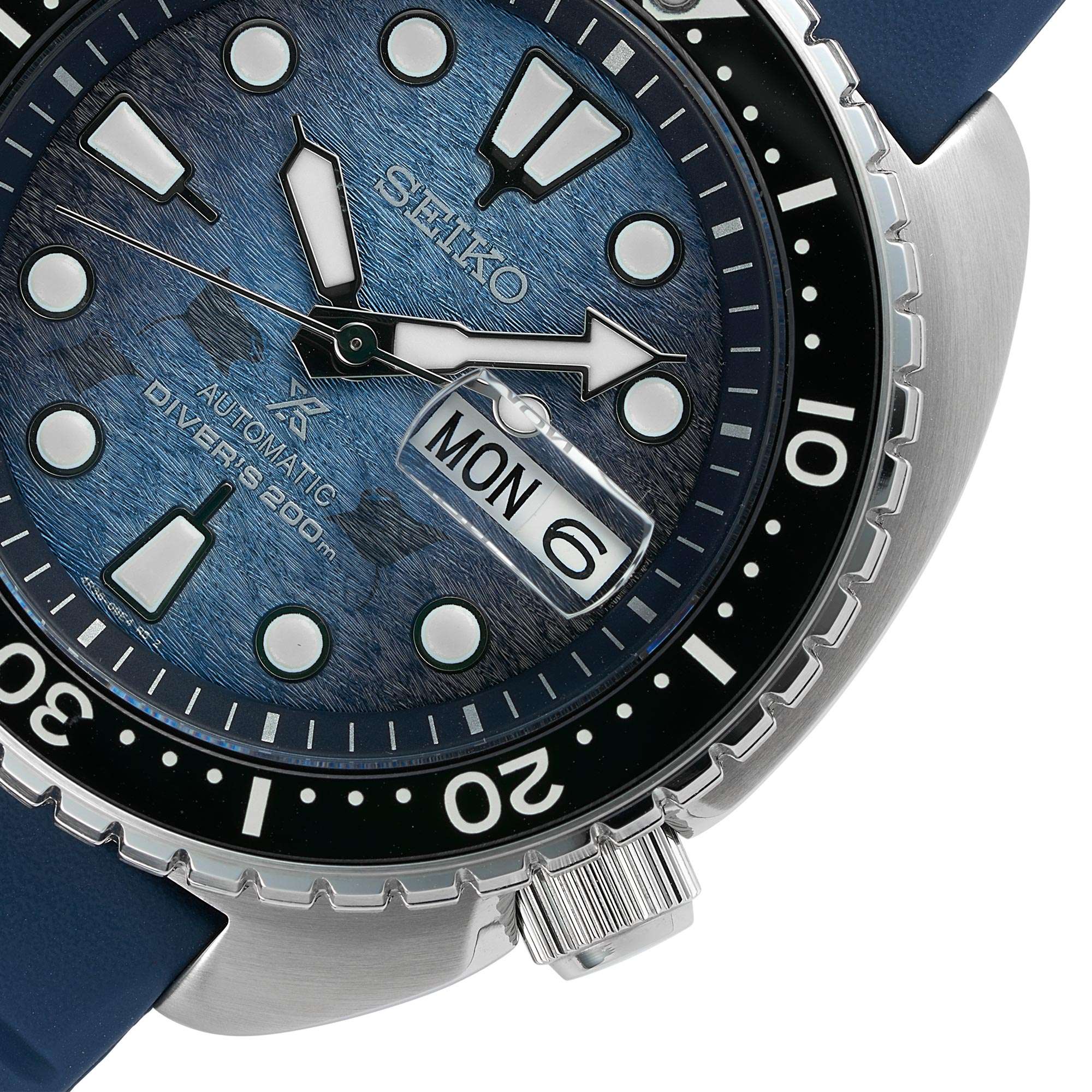 Seiko Prospex Save The Ocean 'King Turtle' Automatik Blaues Zifferblatt Silikonarmband Herren Uhr SRPF77K1