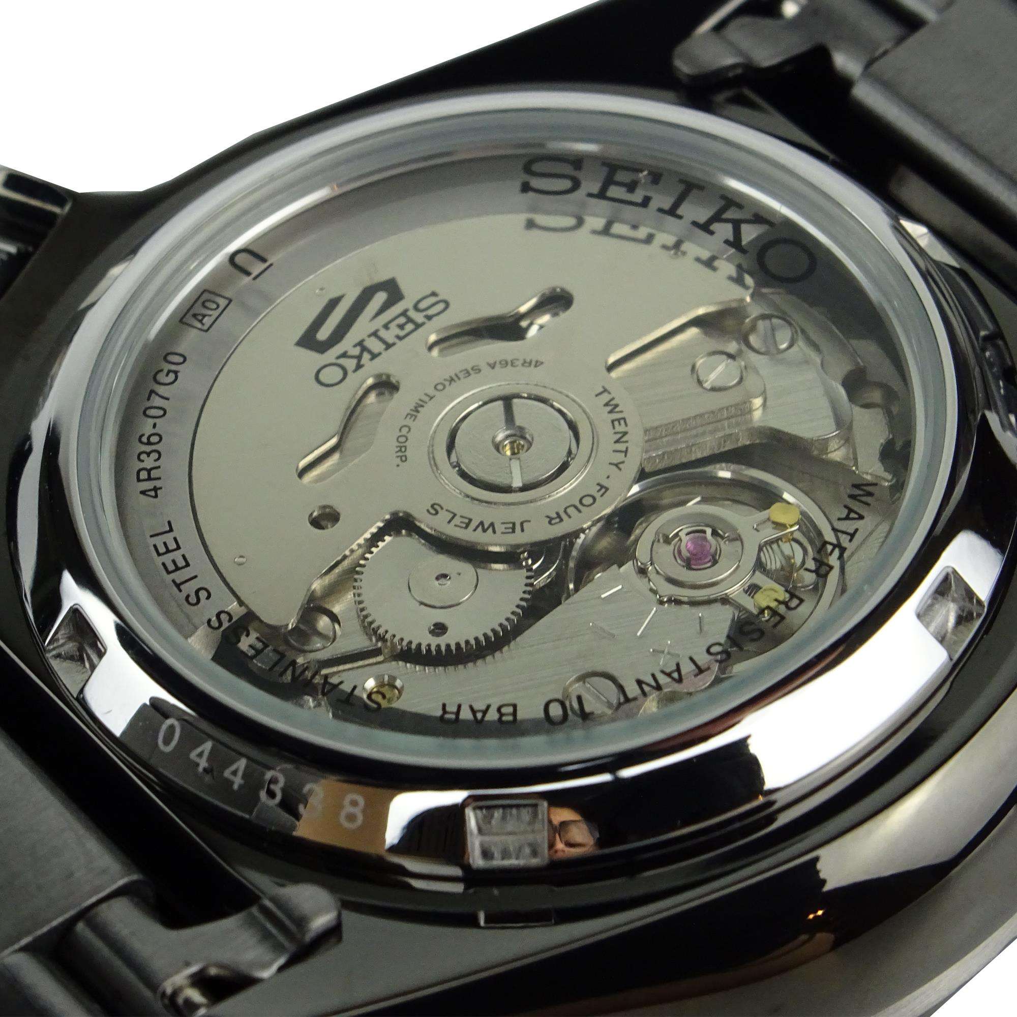 Seiko 5 Sports Automatik Schwarzes Zifferblatt Edelstahlarmband Herren Uhr SRPD65K1