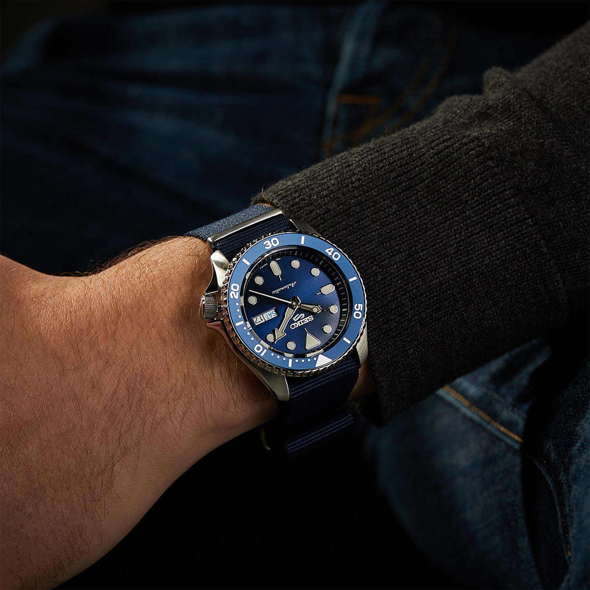 Seiko 5 Sports Blue Dial Canvas Strap Automatic Men's Watch SRPD51K2