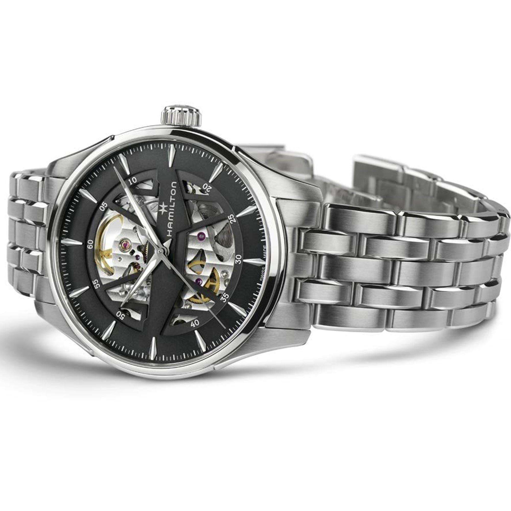 Hamilton Jazzmaster 40mm Skelett Anthrazit Zifferblatt Stahl Herren Automatik Uhr H4253518