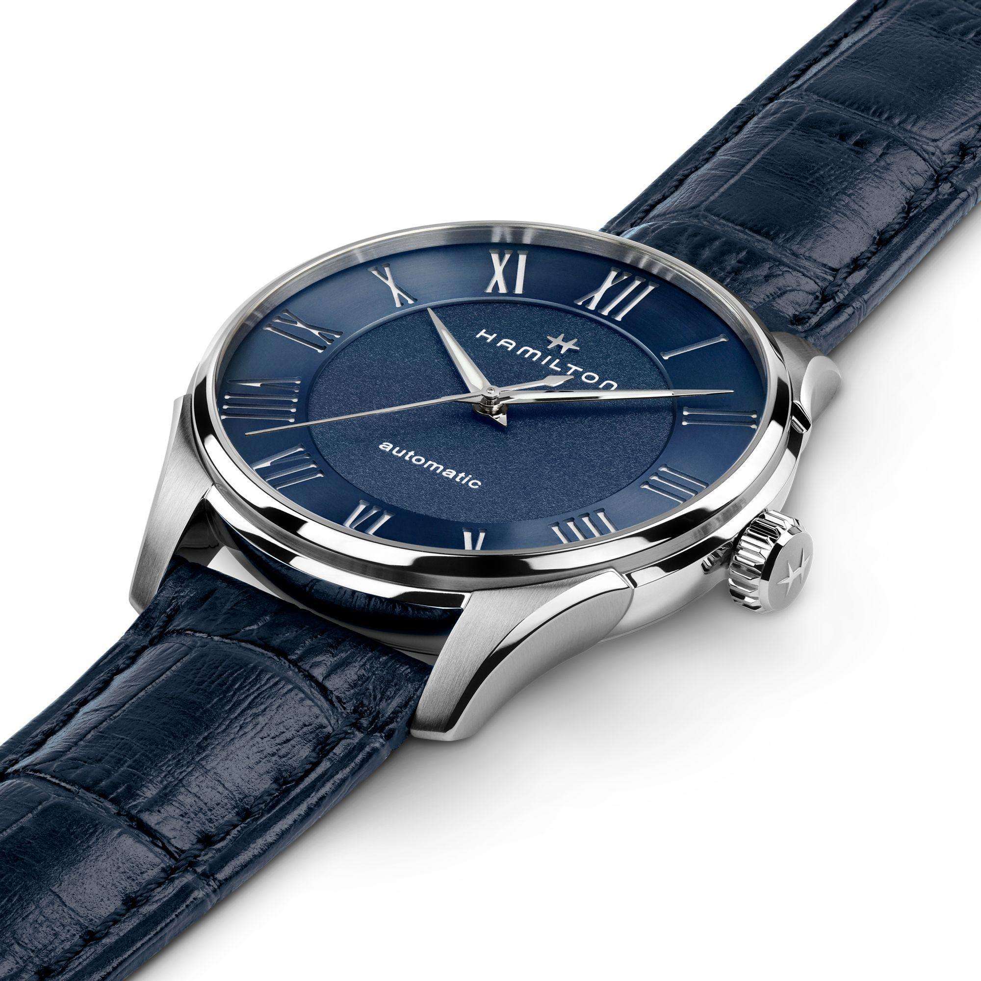 Hamilton Jazzmaster 40mm Blaues Zifferblatt Leder Herren Automatik Uhr H42535640