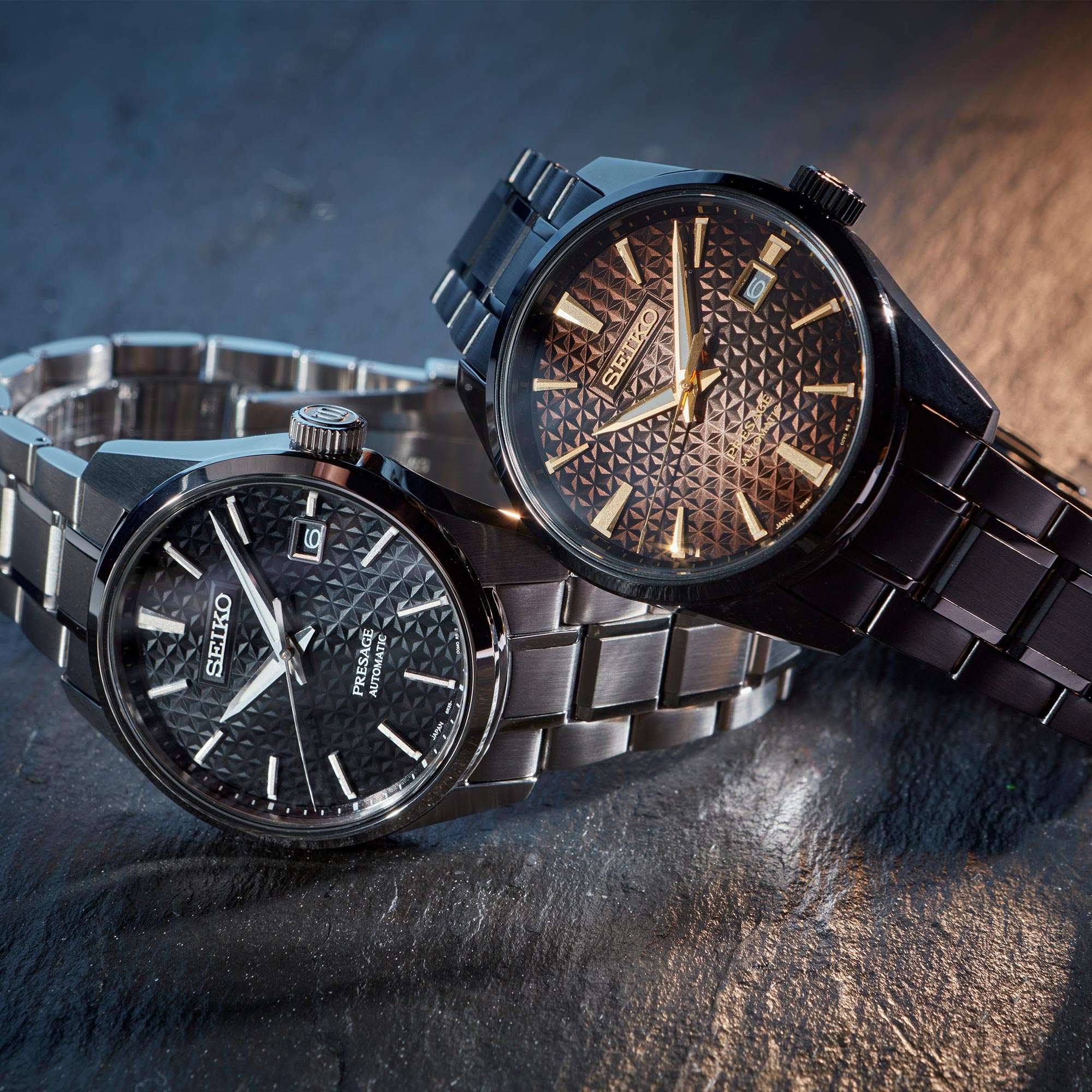 Seiko Presage Sharp Edge Series Automatik Schwarzes Zifferblatt Silber Edelstahl Herren Uhr SPB203J1